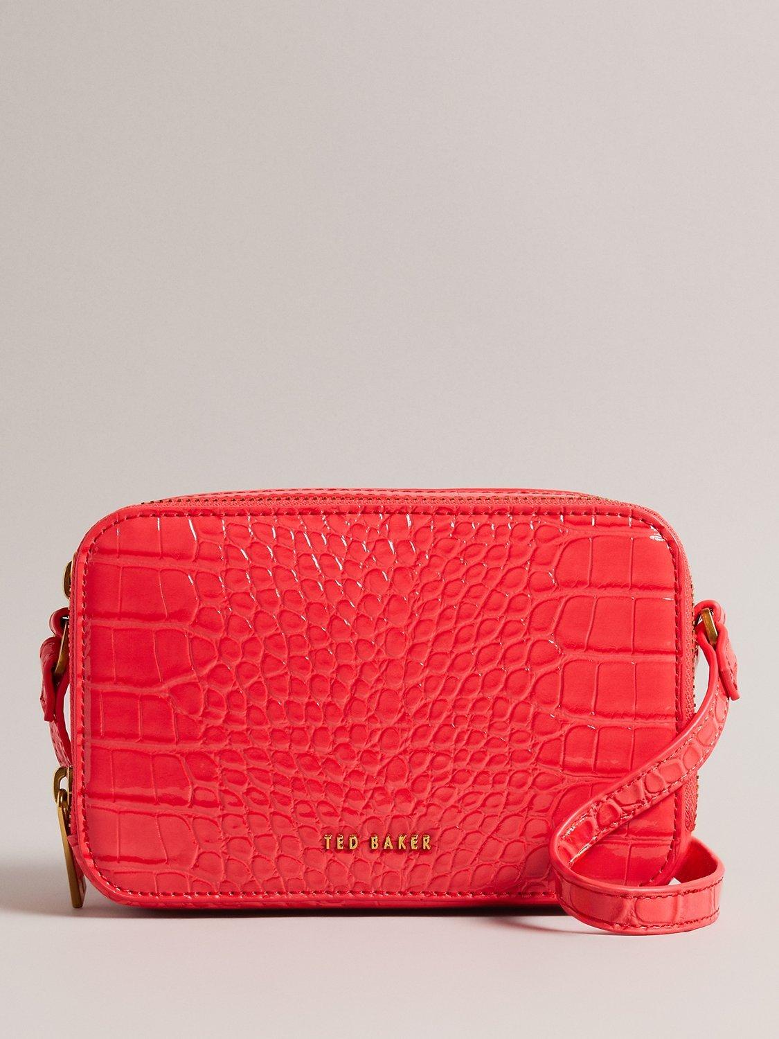 Ted Baker Valtina Imitation Croc Mini Camera Bag, Orange Coral