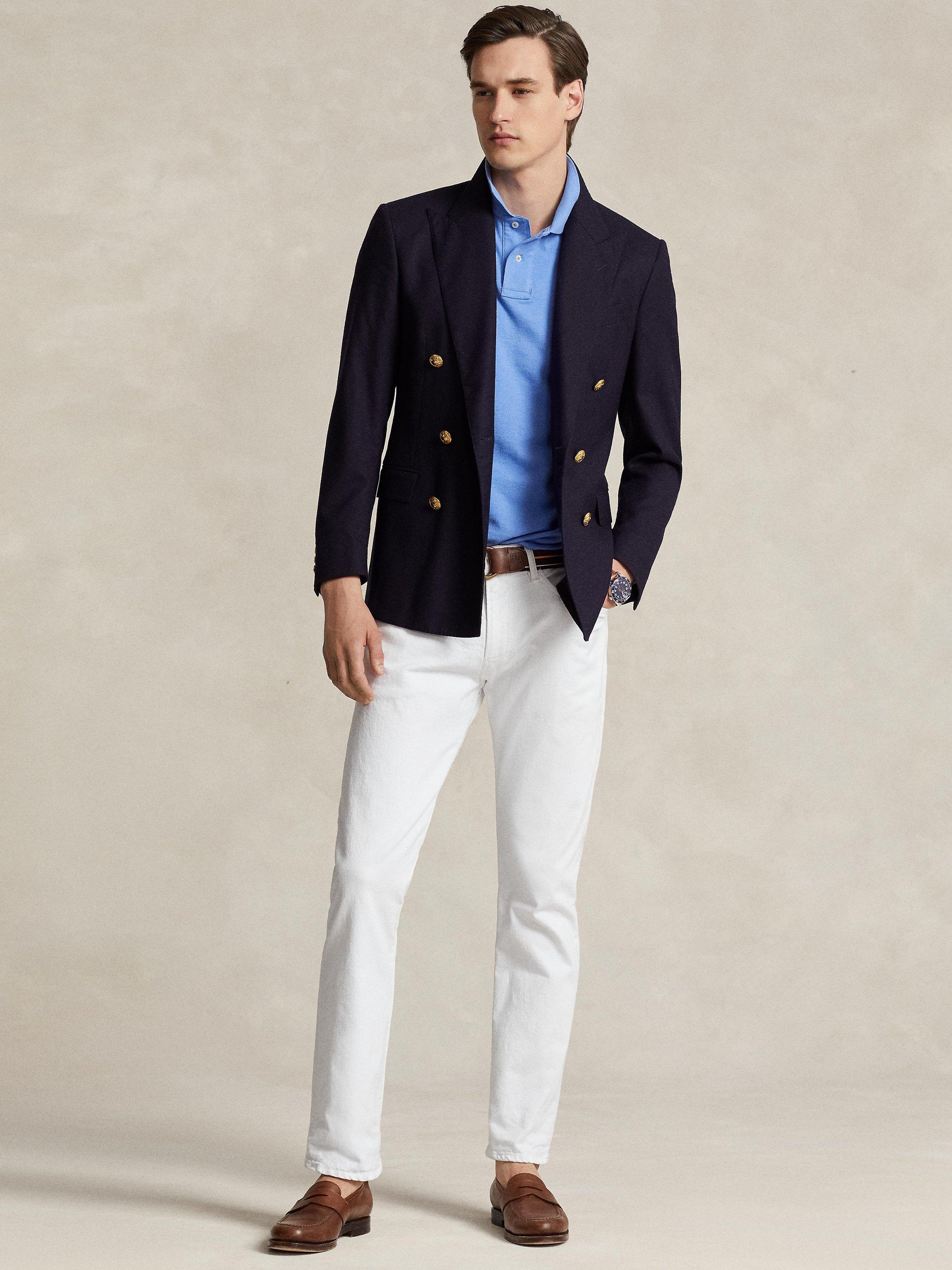 Product image 4 of 5, which shows Polo Ralph Lauren Short Sleeve Custom Slim Fit Polo Shirt, Harbor Island Blue, S