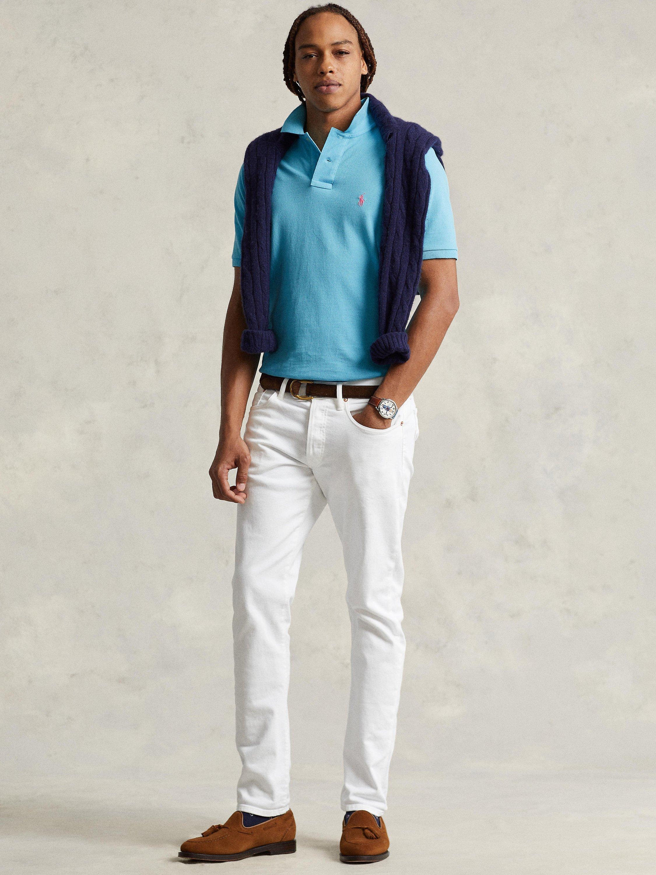 Product image 4 of 6, which shows Polo Ralph Lauren Short Sleeve Custom Slim Fit Polo Shirt, Turquoise Nova, S