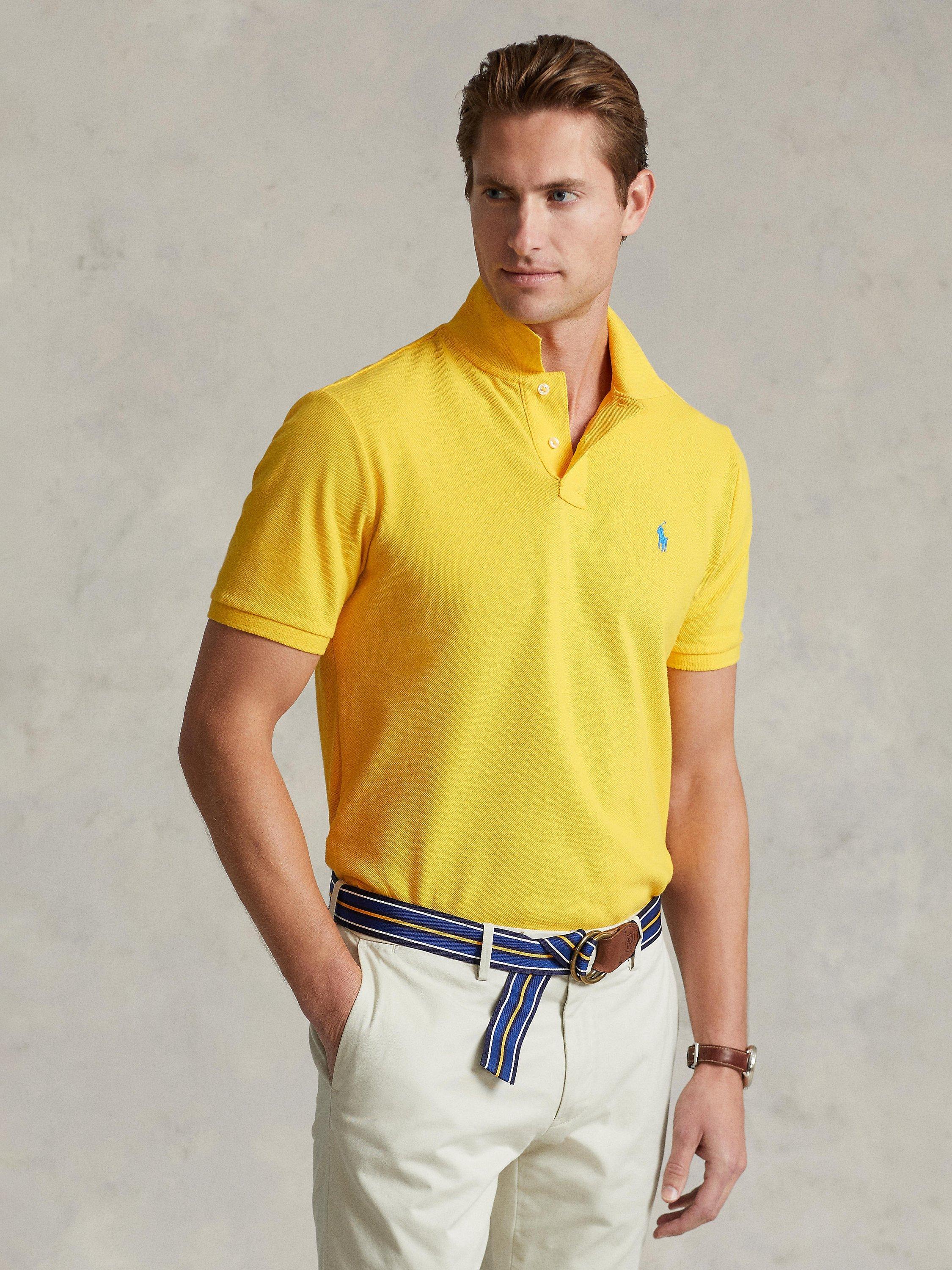 Product image 1 of 6, which shows Polo Ralph Lauren Short Sleeve Custom Slim Fit Polo Shirt, Yellowfin, S