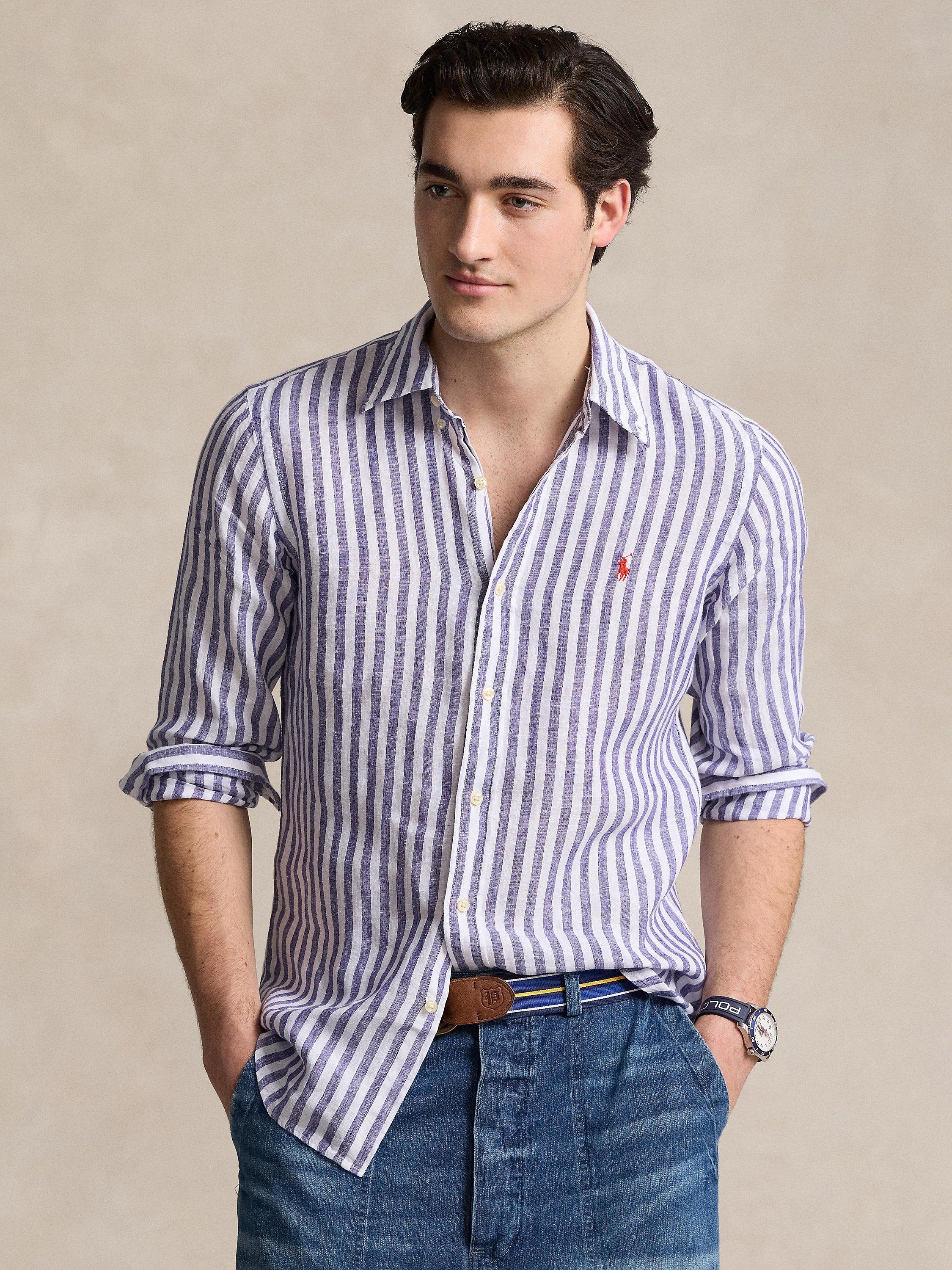 Ralph Lauren Stripe Linen Long Sleeve Shirt