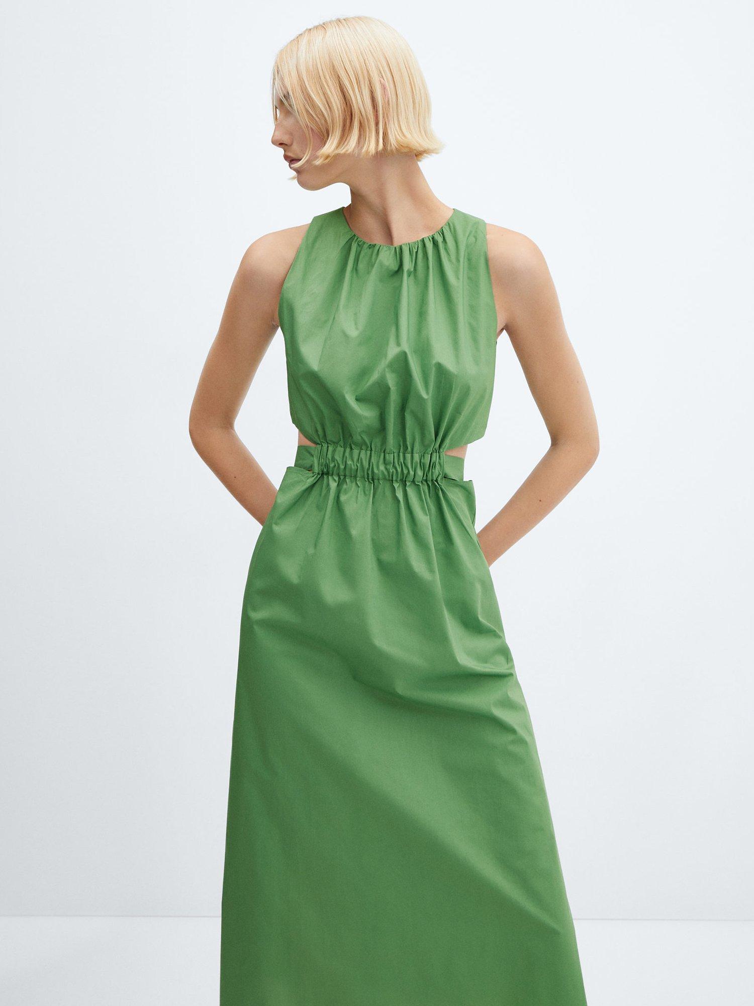 Mango Irena Cotton Slit Elastic Waist Dress