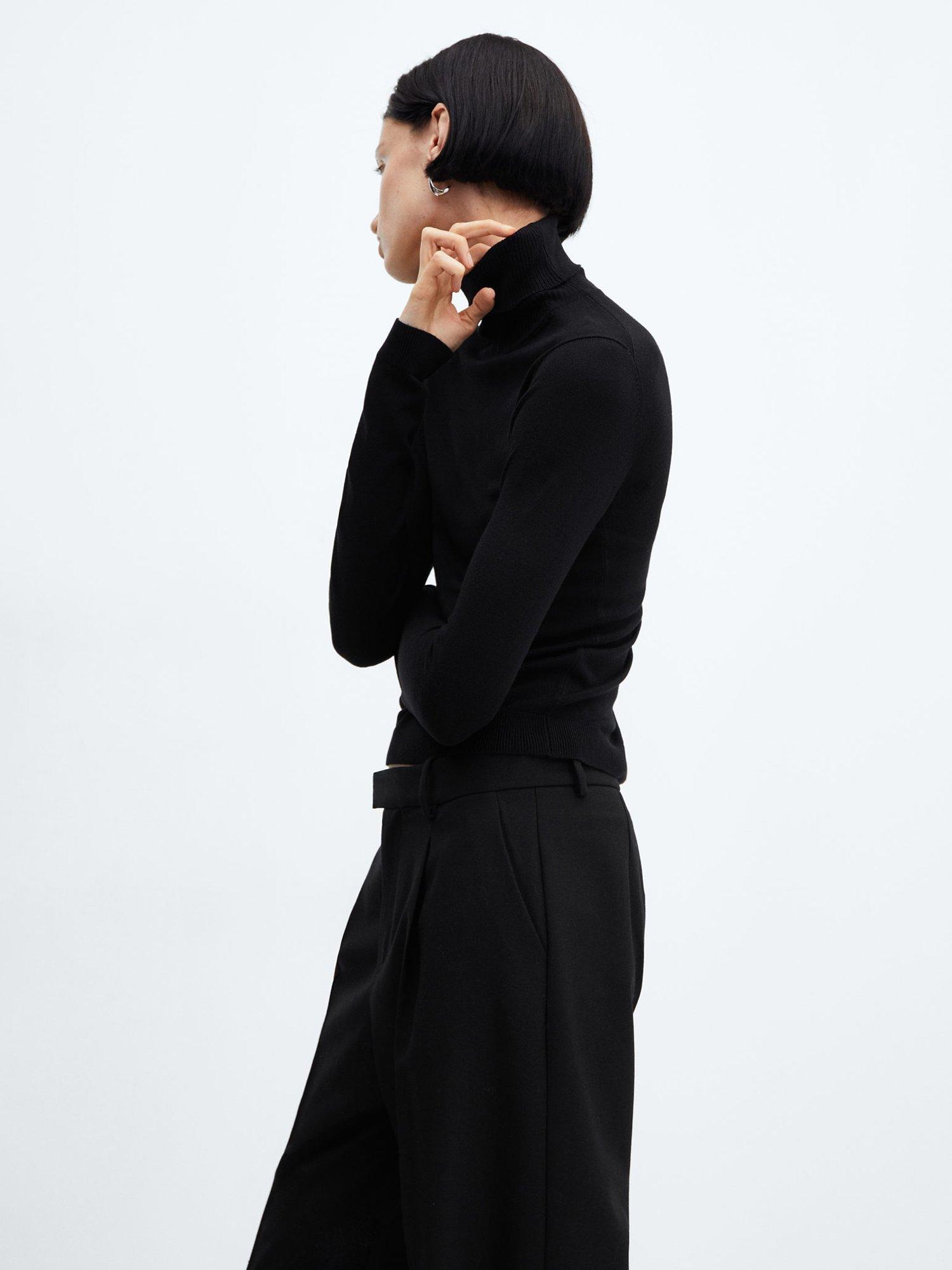 Mango Almar Fine Knit Turtleneck Jumper, Black