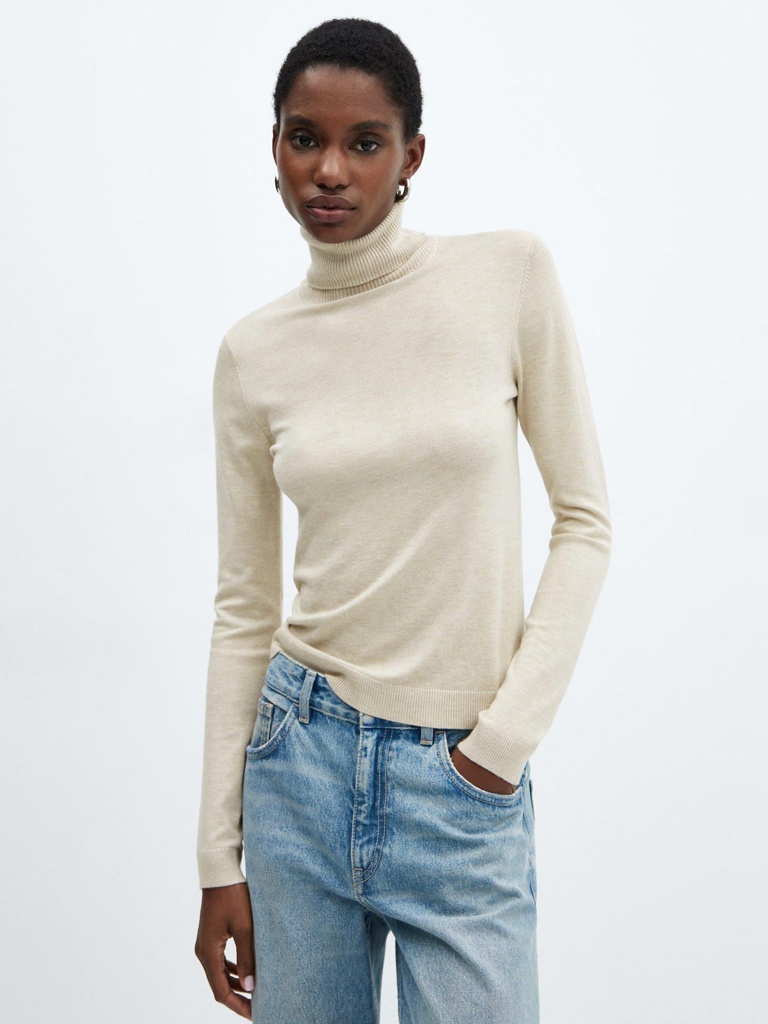 Beige fine knit jumper best sale