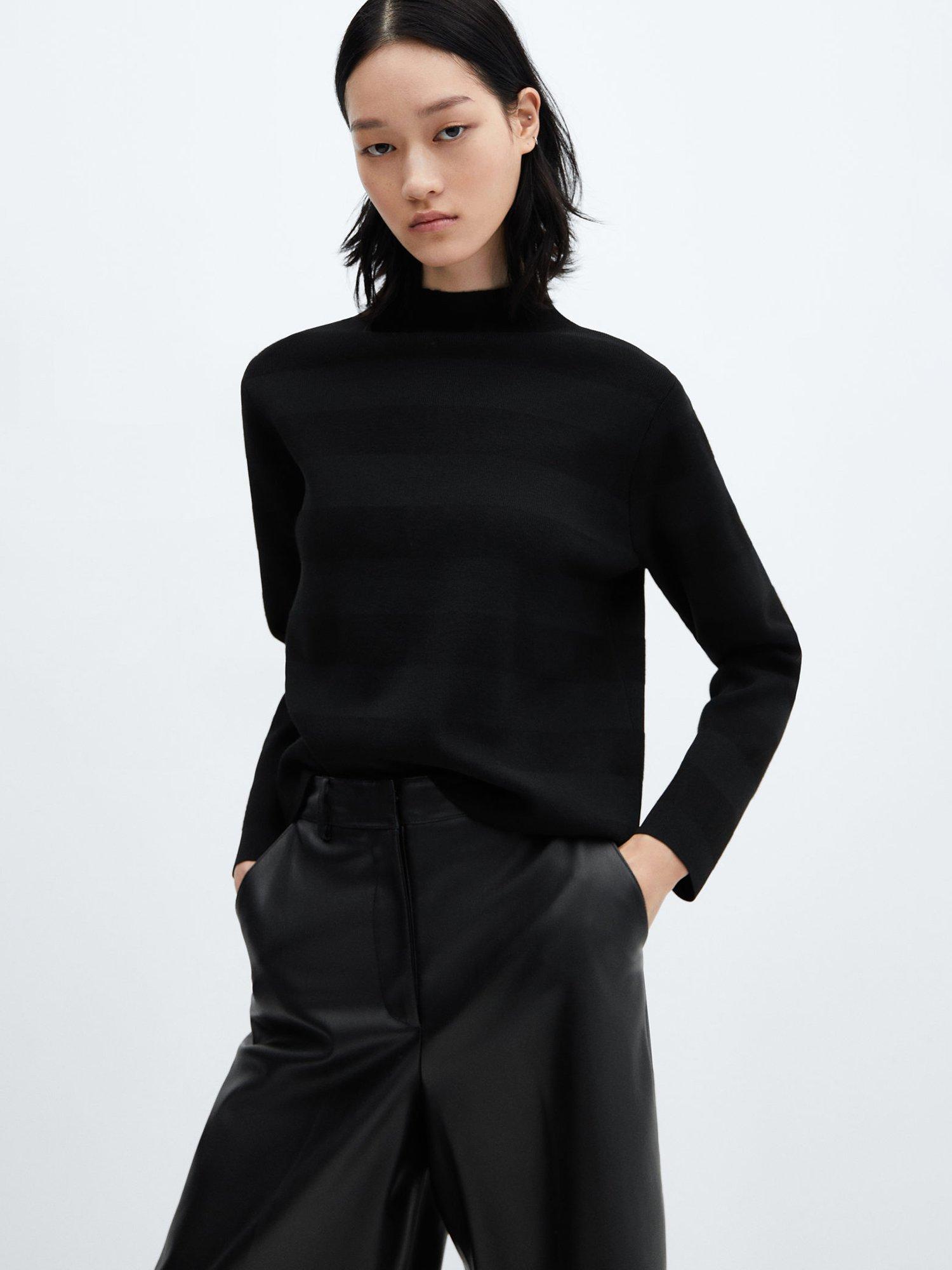 Mango Chimney High Collar Jumper Black