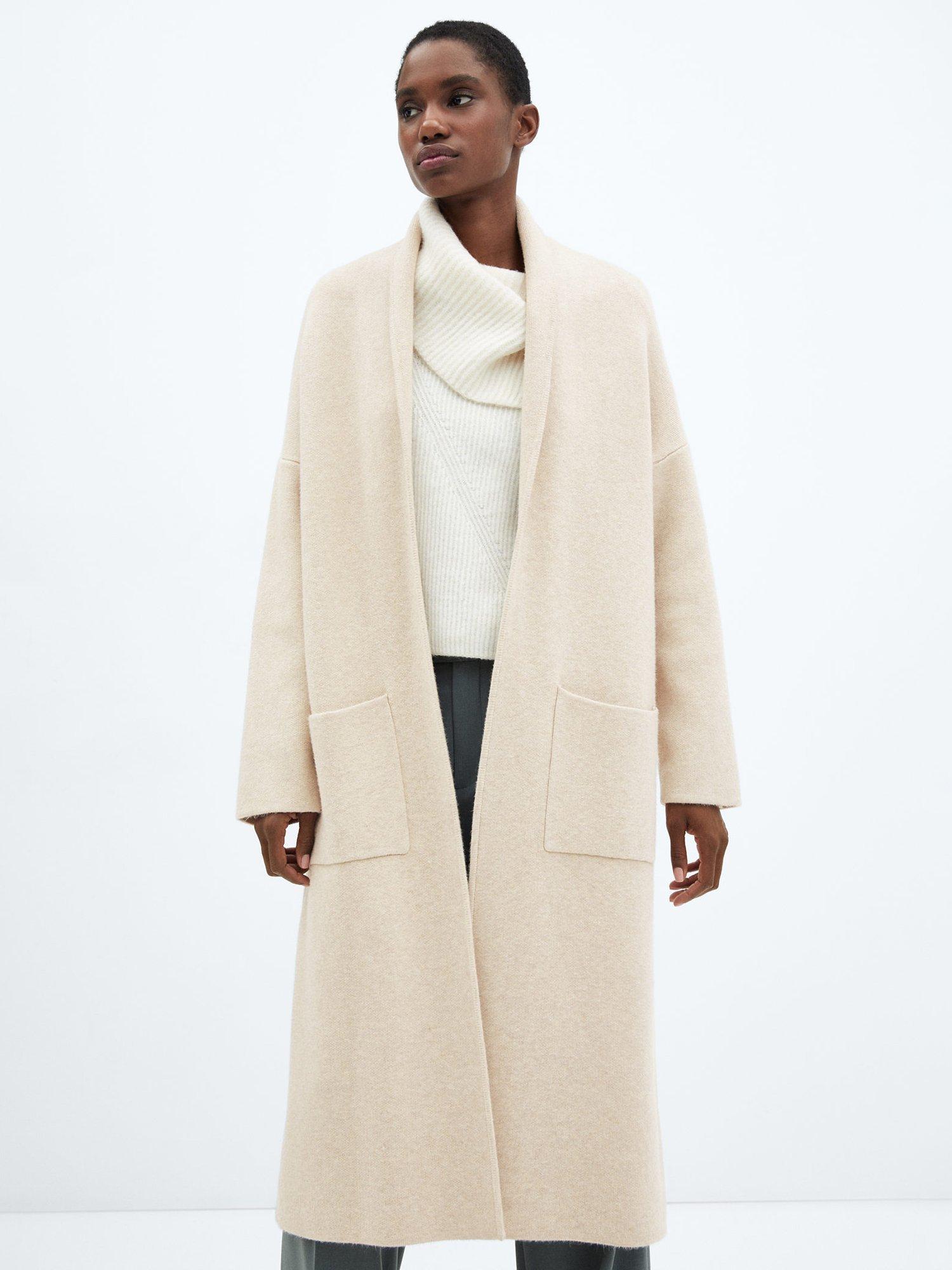 Mango Ringo Oversized Knitted Coat, Light Pastel Grey