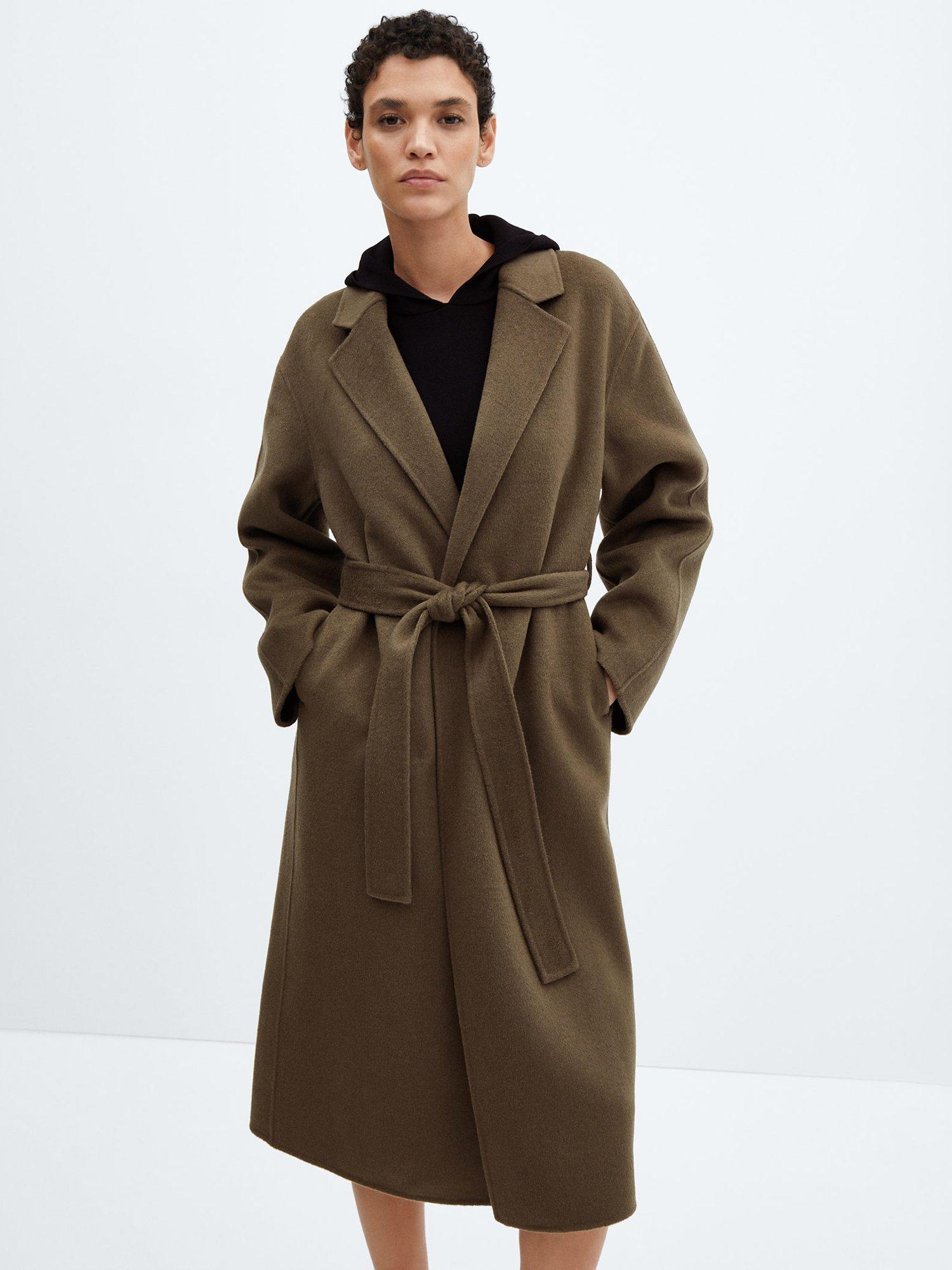 Mango Batin Wool Blend Coat Khaki