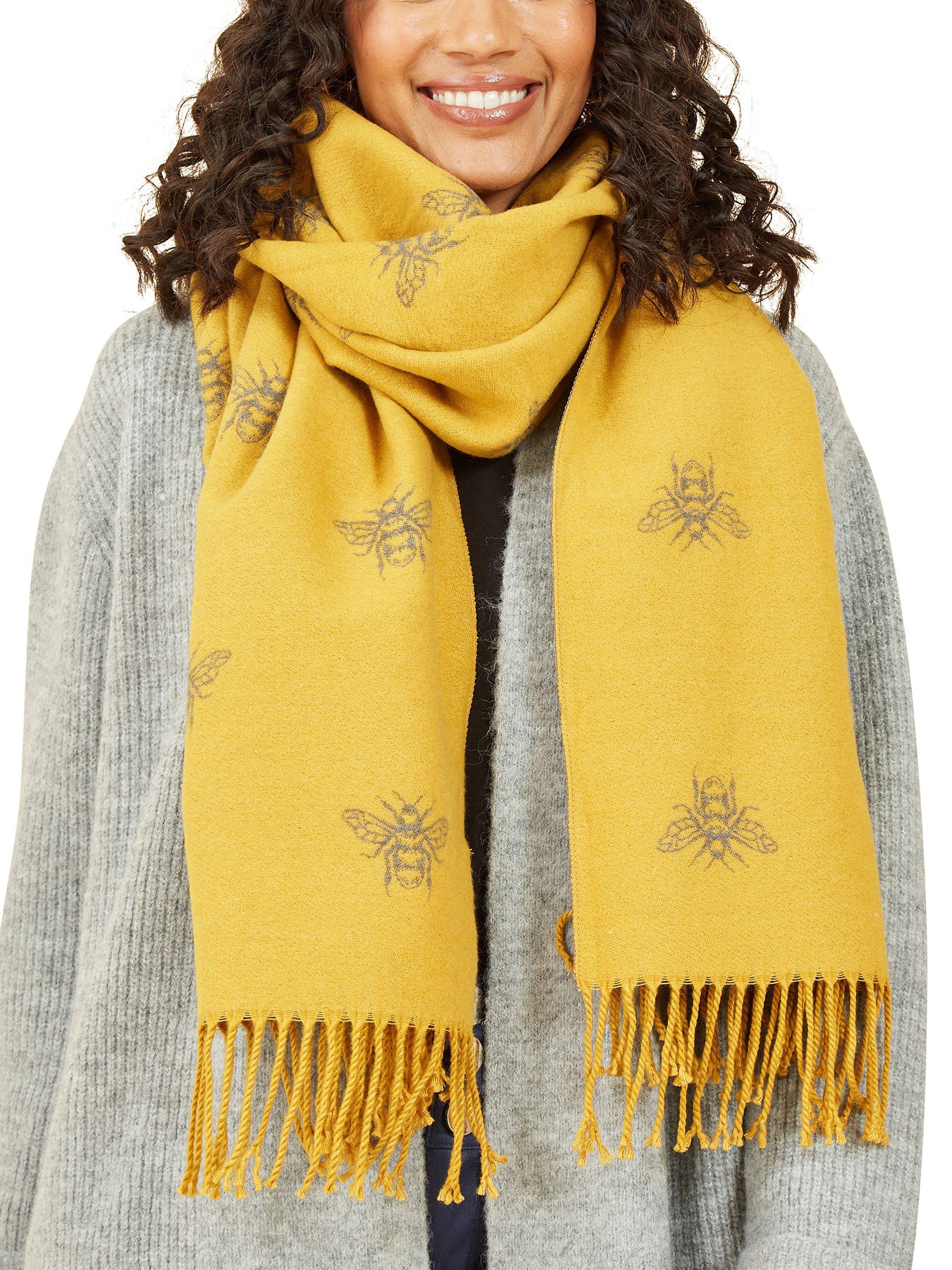 Yumi Rainbow Two Tone Bee Scarf, Mustard, One Size