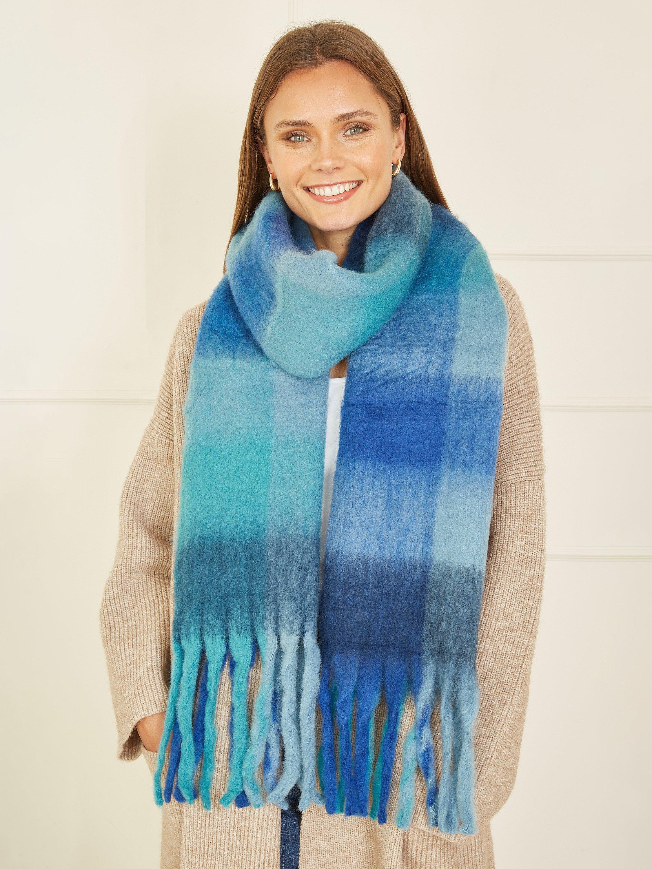 Yumi Check Soft Scarf, Blue
