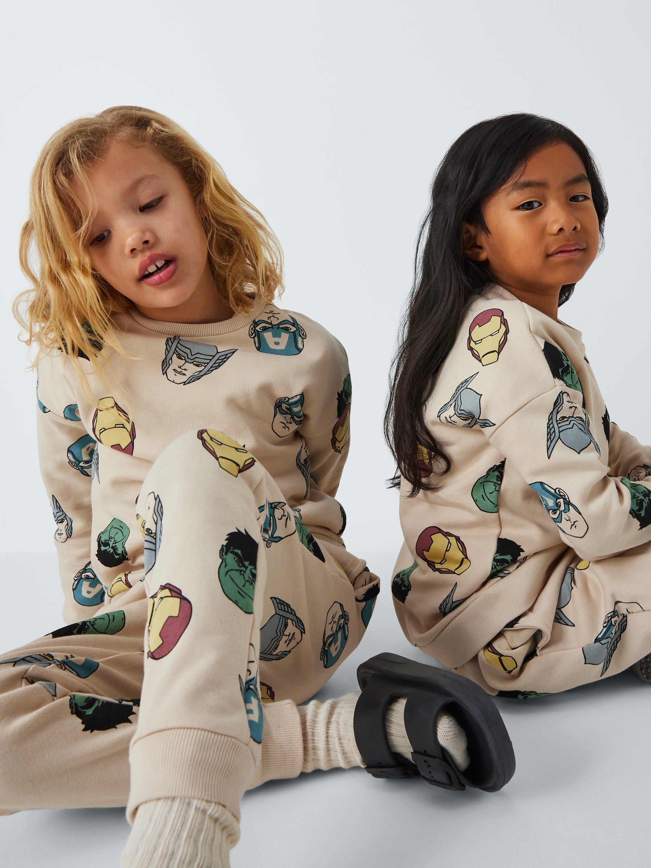 Product image 2 of 8, which shows Brand Threads Kids' Avengers Tracksuit, Natural/Multi, 7-8 years
