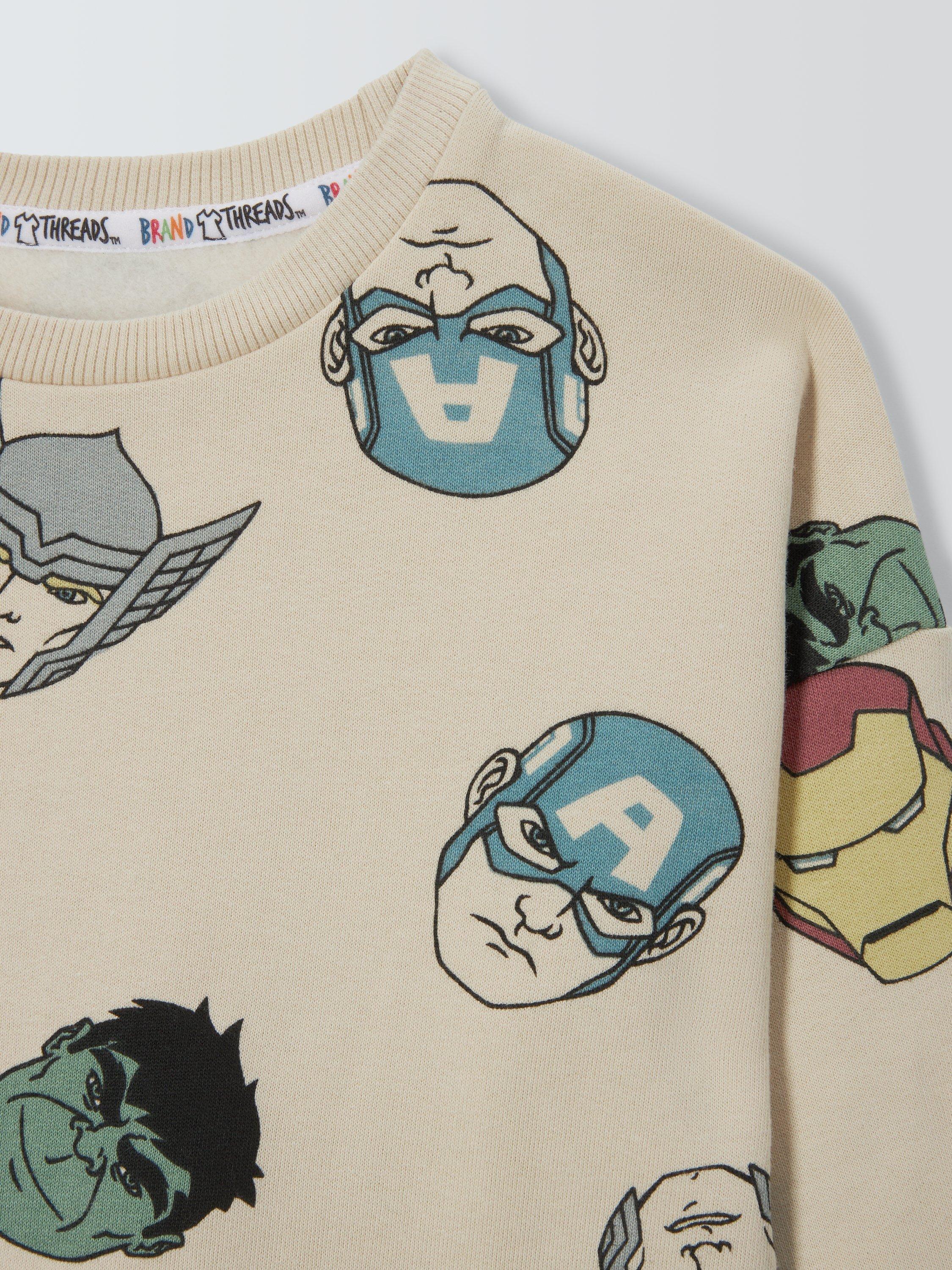 Product image 6 of 8, which shows Brand Threads Kids' Avengers Tracksuit, Natural/Multi, 7-8 years