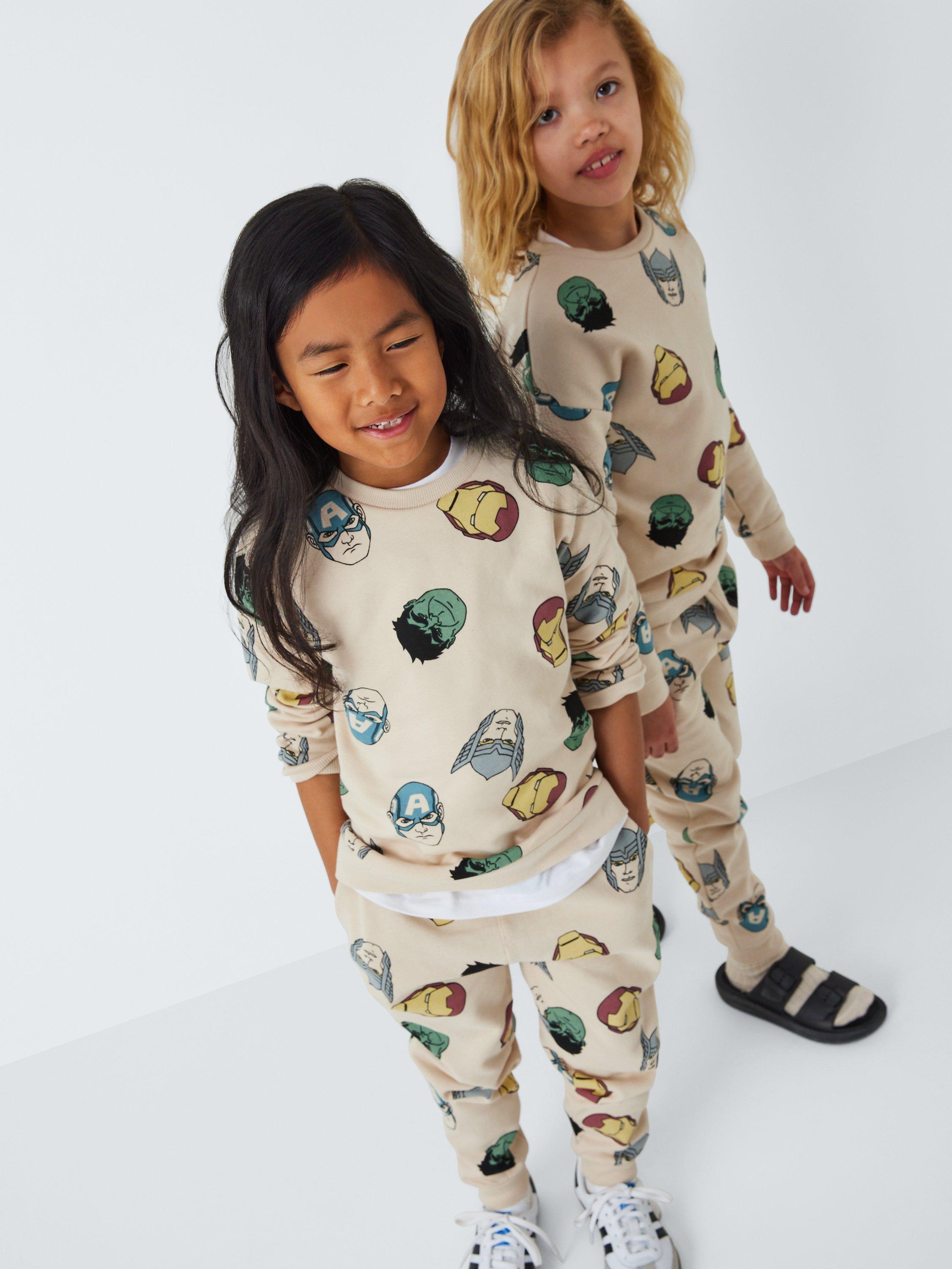 Product image 1 of 8, which shows Brand Threads Kids' Avengers Tracksuit, Natural/Multi, 7-8 years