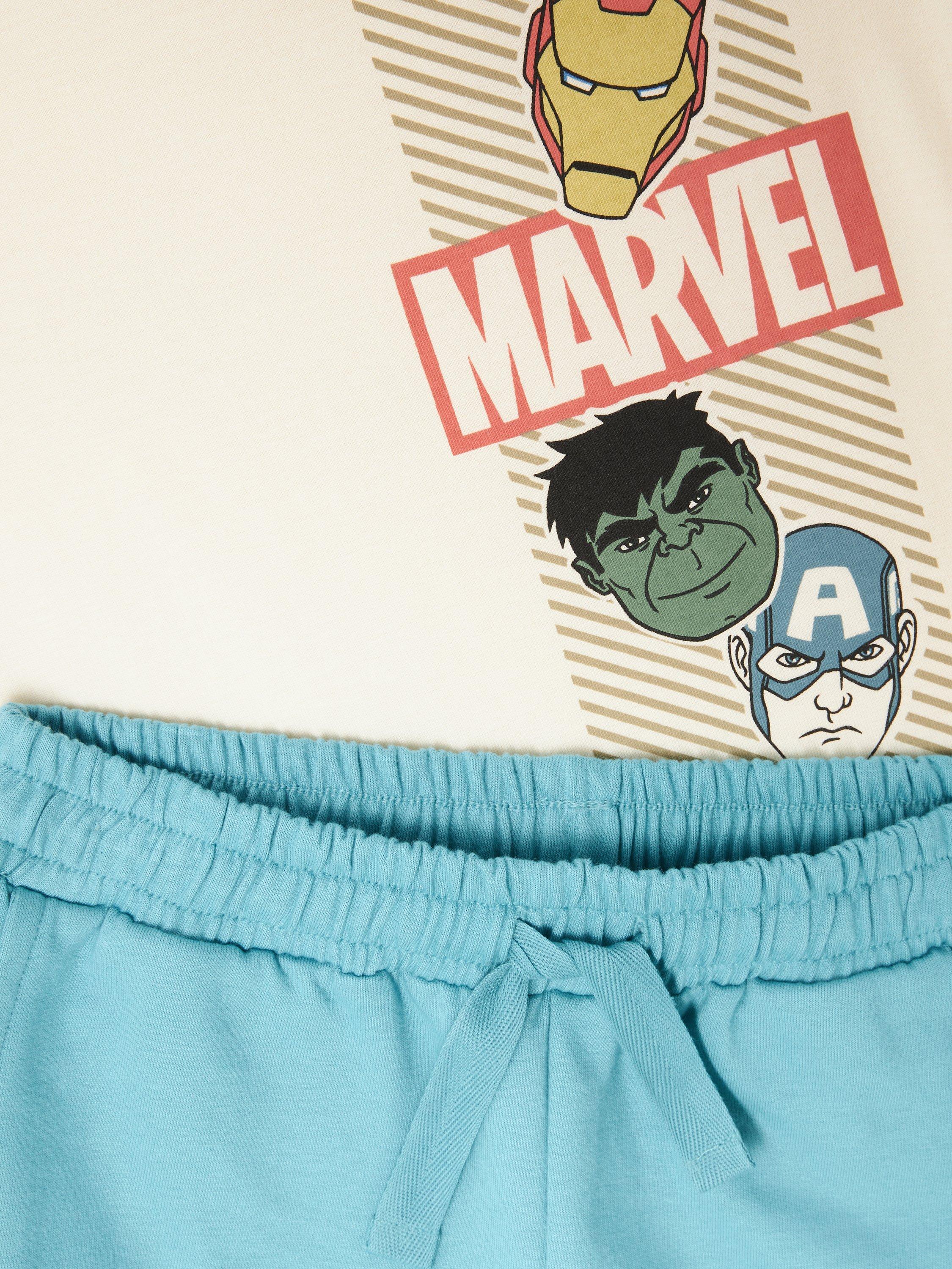 Product image 4 of 7, which shows Brand Threads Kids' Avengers T-Shirt & Shorts Set, Natural/Green, 7-8 years
