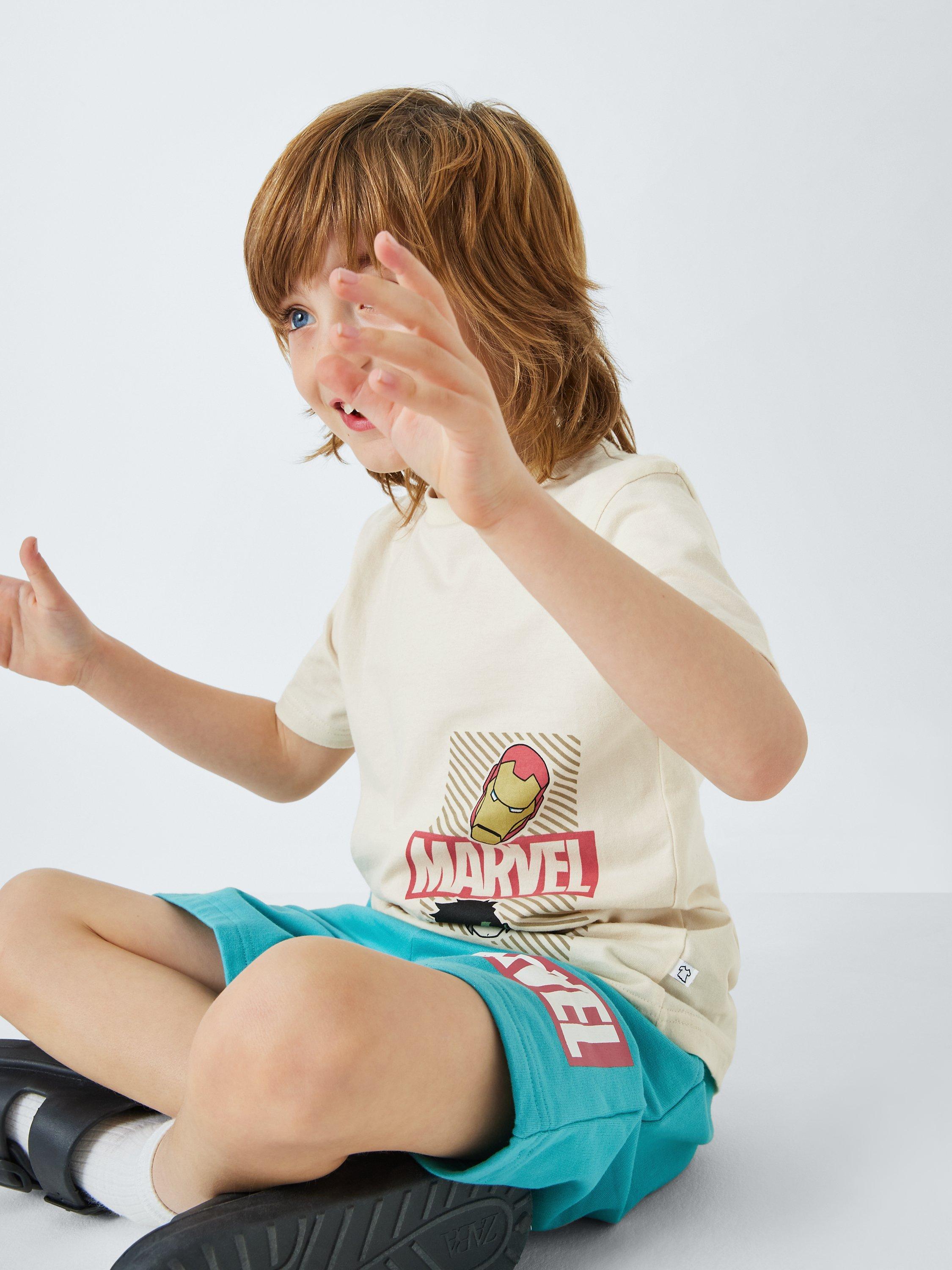 Product image 6 of 7, which shows Brand Threads Kids' Avengers T-Shirt & Shorts Set, Natural/Green, 7-8 years