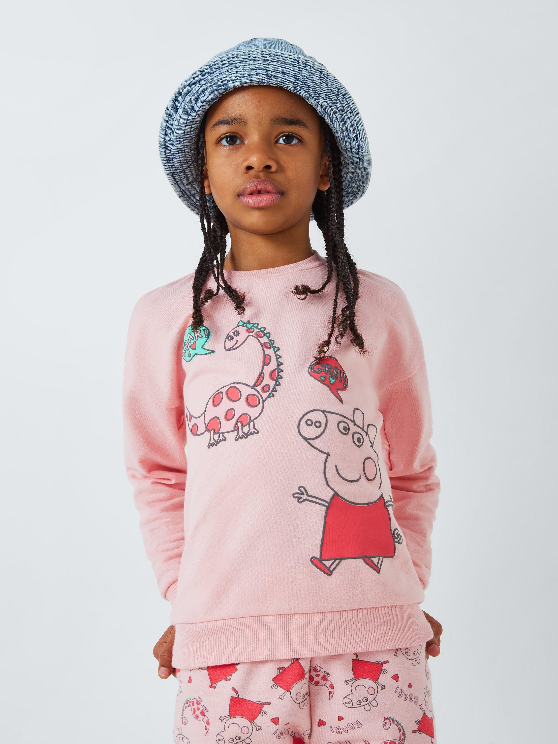 Product image 2 of 7, which shows Brand Threads Kids' Peppa Pig Joggers Set, Dusky Pink, 1-2 years