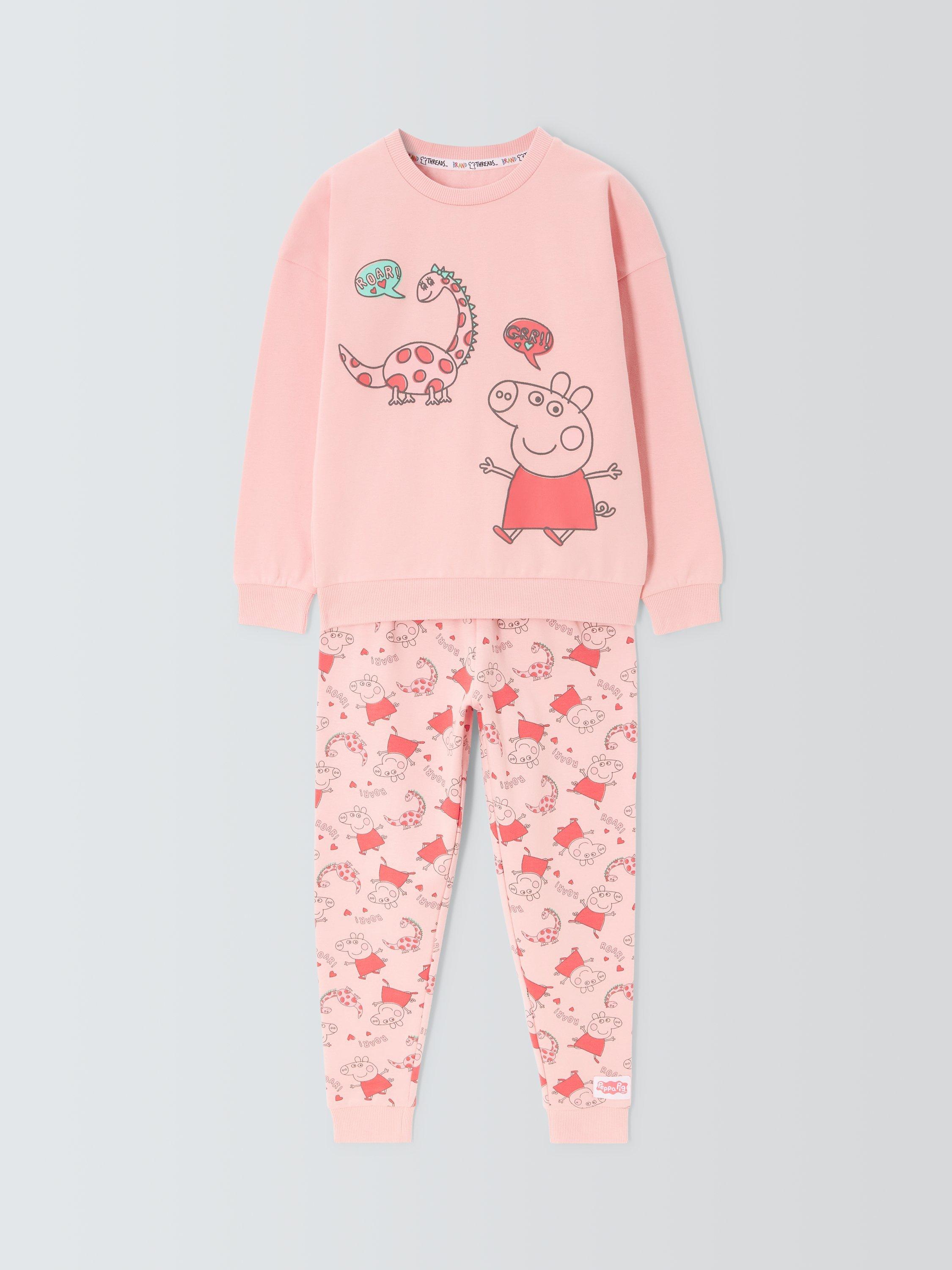Product image 3 of 7, which shows Brand Threads Kids' Peppa Pig Joggers Set, Dusky Pink, 1-2 years
