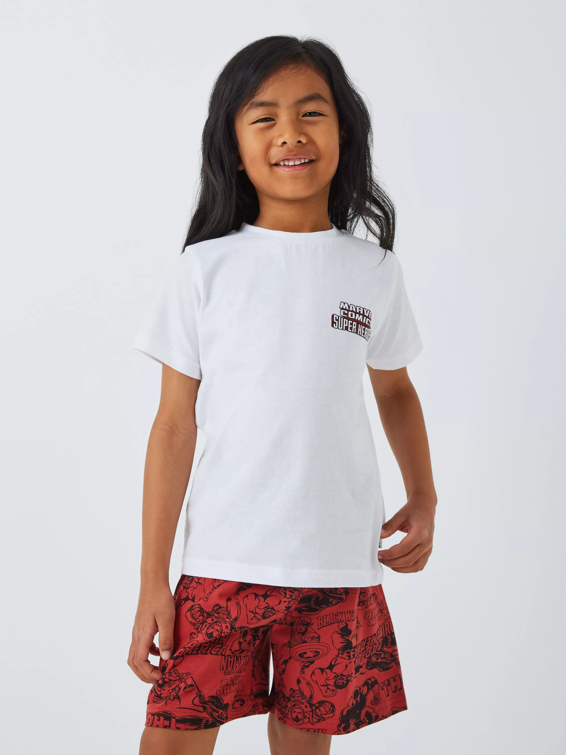 Brand Threads Kids Marvel Superhero Shorts Pyjama Set Red White