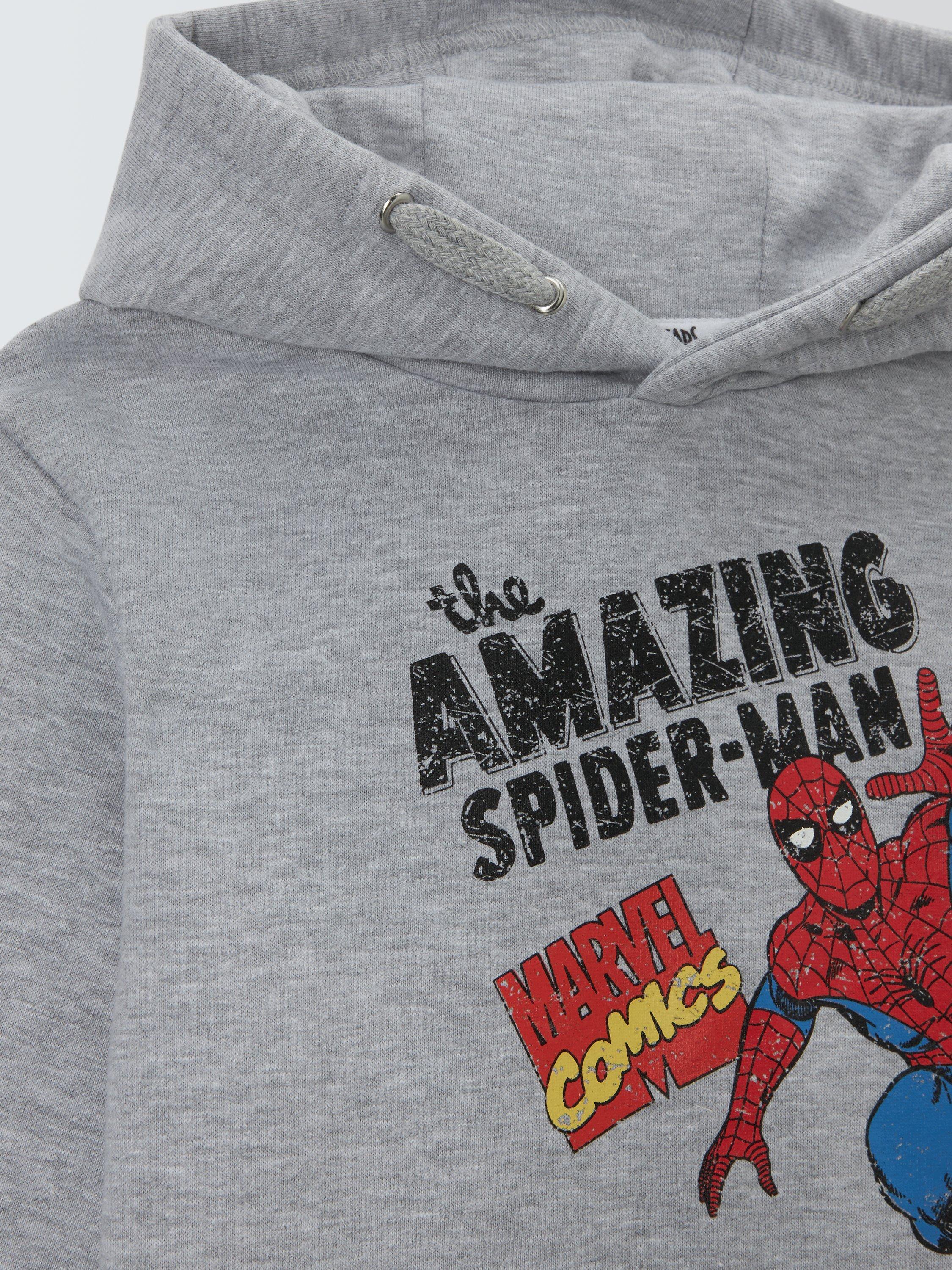 Product image 6 of 6, which shows Brand Threads Kids' Spider-Man Hoodie, Grey, 8-9 years