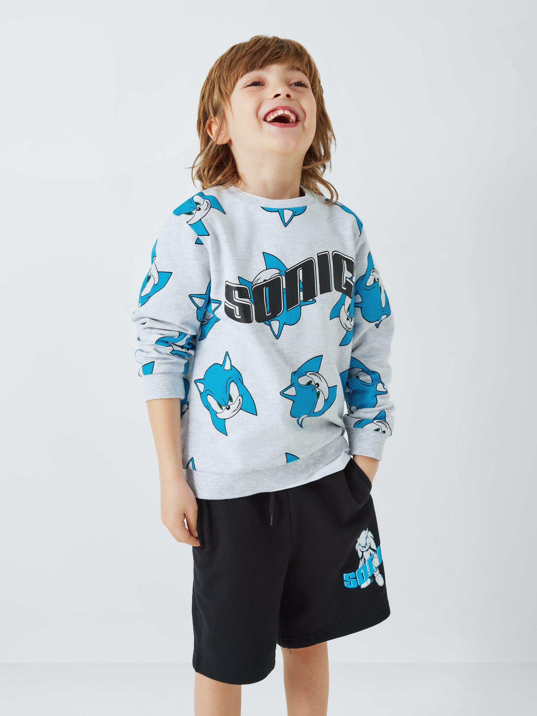 Brand Threads Kids' Sonic Sweatshirt & Shorts Set, Grey/Black