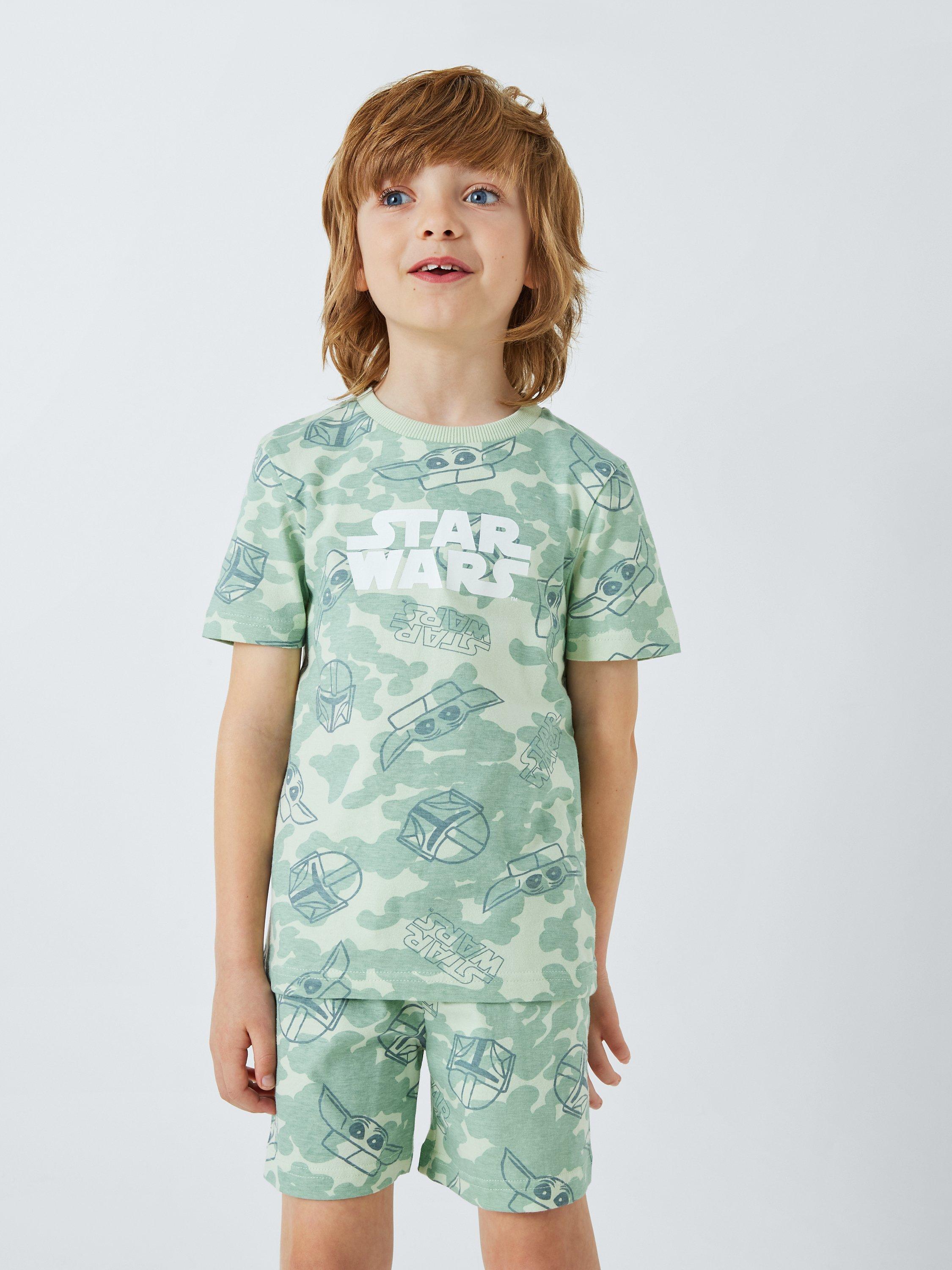 Brand Threads Kids Star Wars Mandolorian Shorts Pyjamas Set Green
