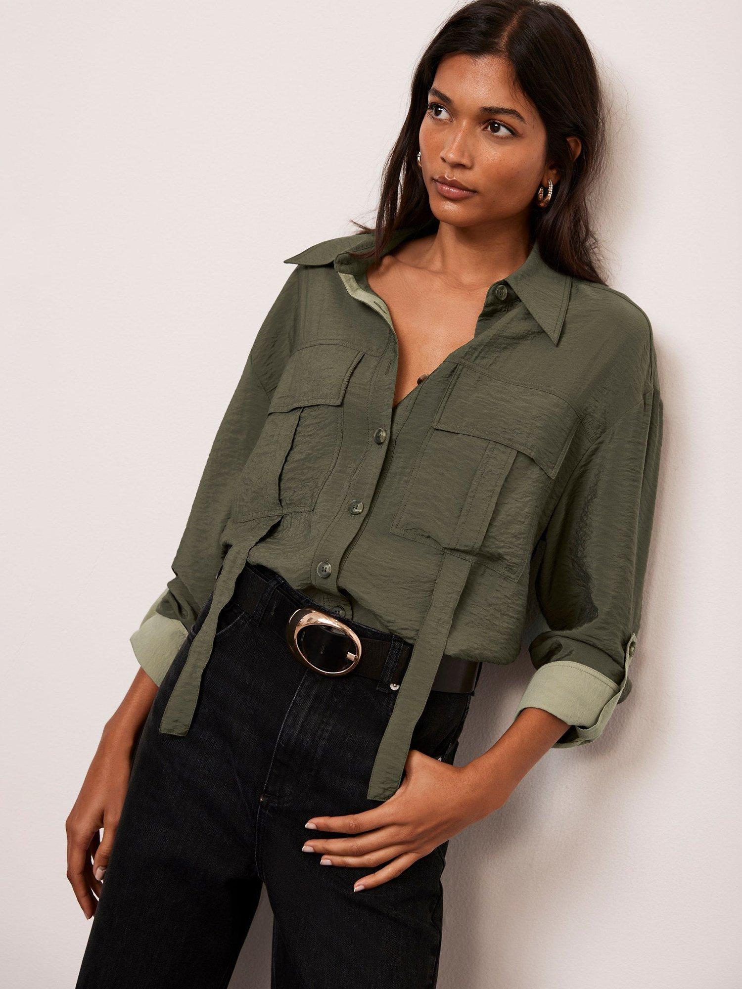 Mint Velvet Oversized Utility Shirt, Khaki