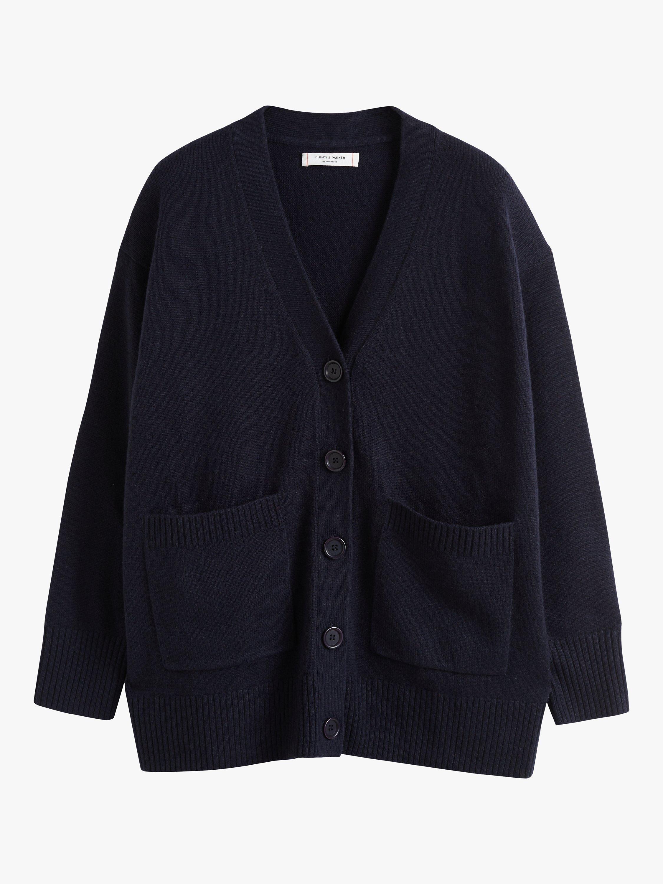 Product image 3 of 3, which shows Chinti & Parker Cashmere Chunky Cardigan, Navy, XS