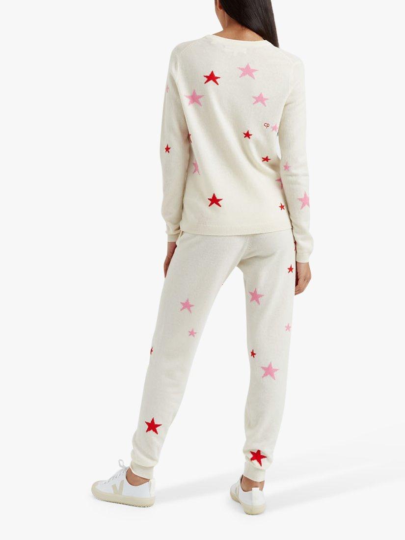 Product image 2 of 4, which shows Chinti & Parker Wool Cashmere Blend Star Jumper, Cream/Flamingo/Poppy, XS