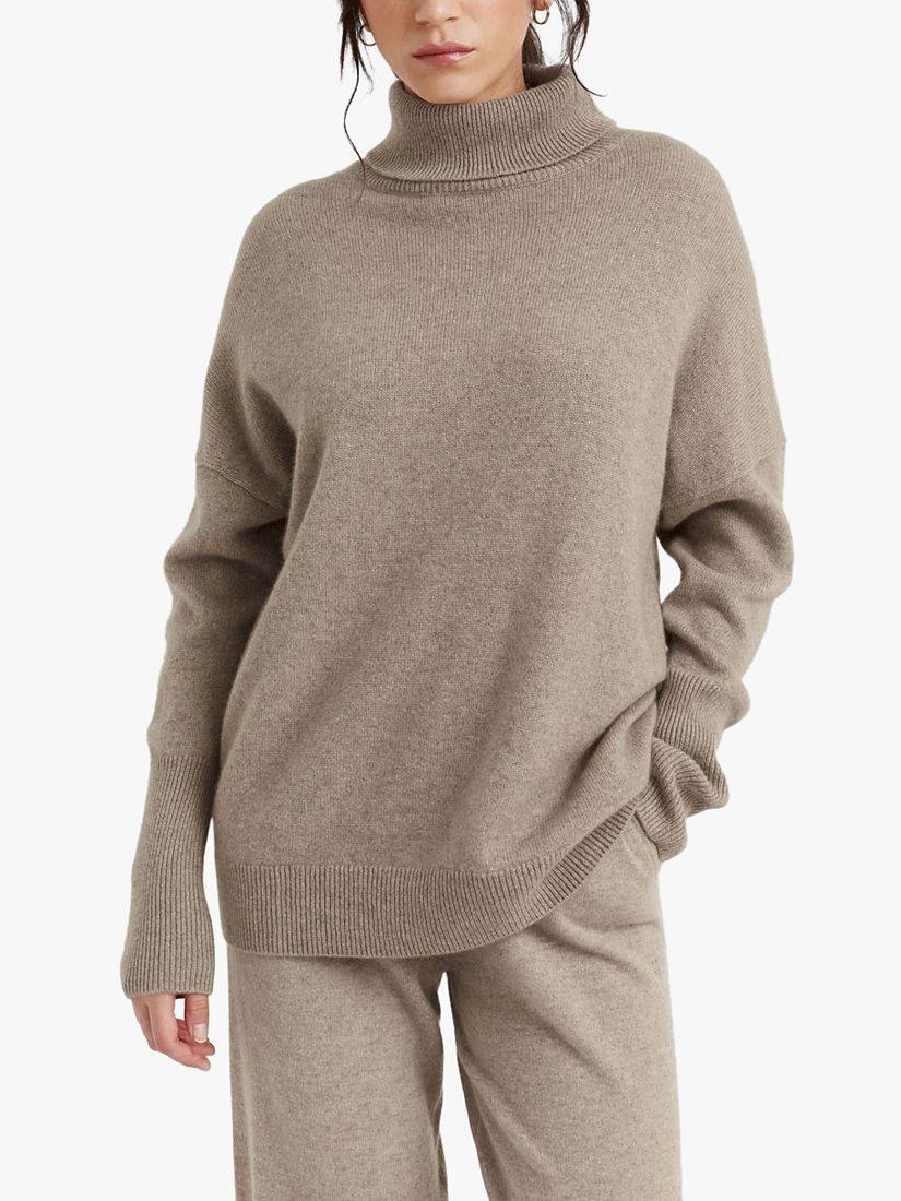 Chinti & Parker Cashmere Roll-Neck Jumper, Soft Truffle, XS