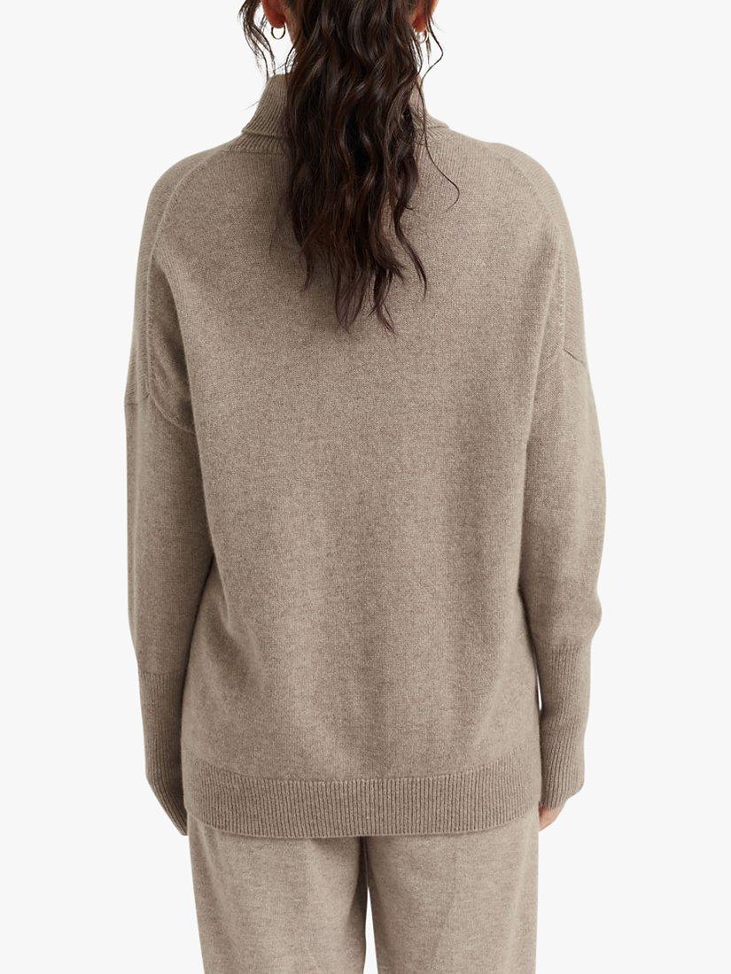 Product image 2 of 3, which shows Chinti & Parker Cashmere Roll-Neck Jumper, Soft Truffle, XS