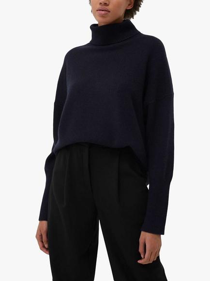 Chinti & Parker Cashmere Roll-Neck Jumper, Navy