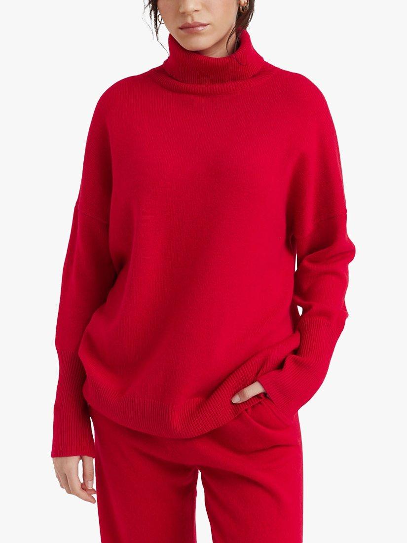 Chinti Parker Cashmere Roll Neck Jumper Deep Crimson
