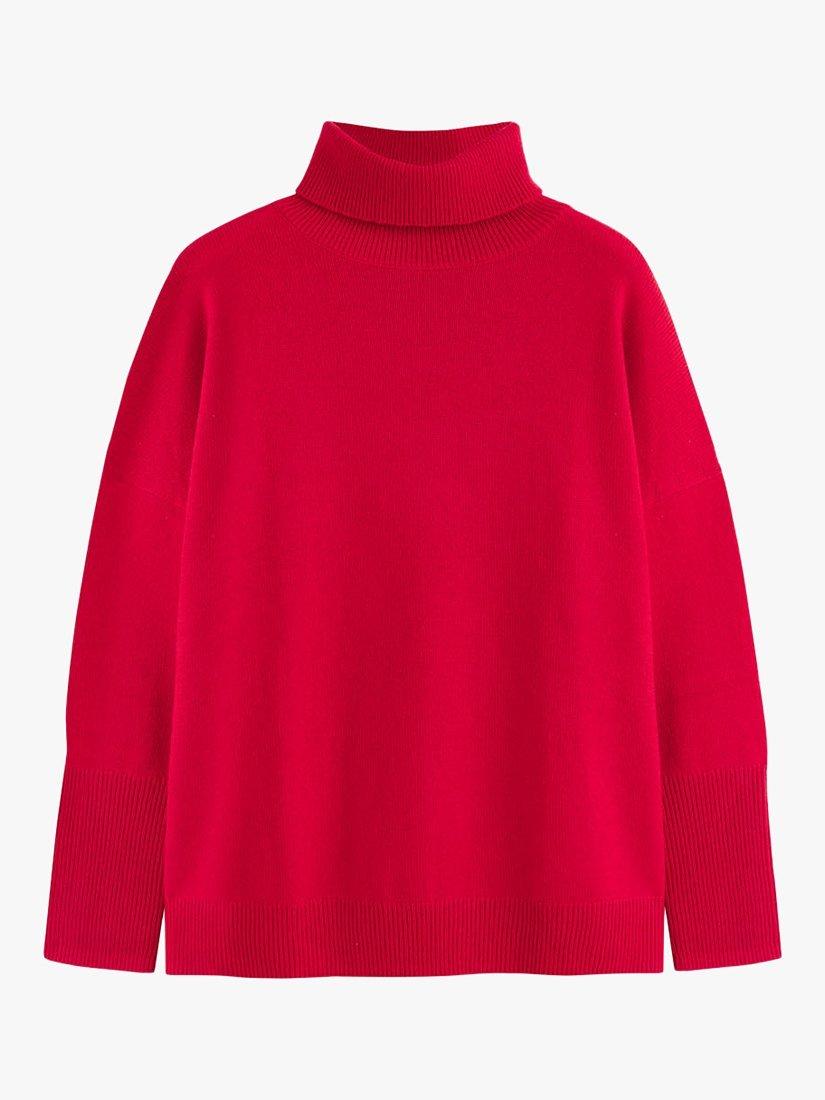 Product image 3 of 5, which shows Chinti & Parker Cashmere Roll-Neck Jumper, Deep Crimson, XS