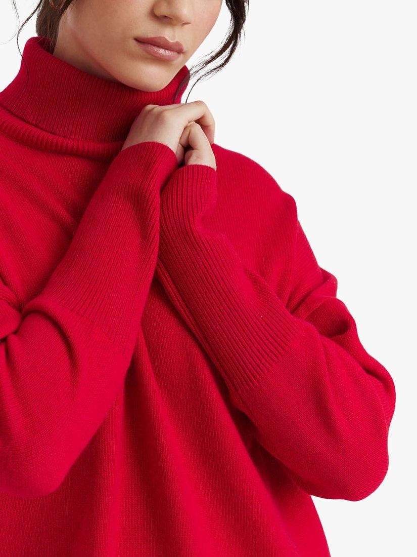 Product image 4 of 5, which shows Chinti & Parker Cashmere Roll-Neck Jumper, Deep Crimson, XS