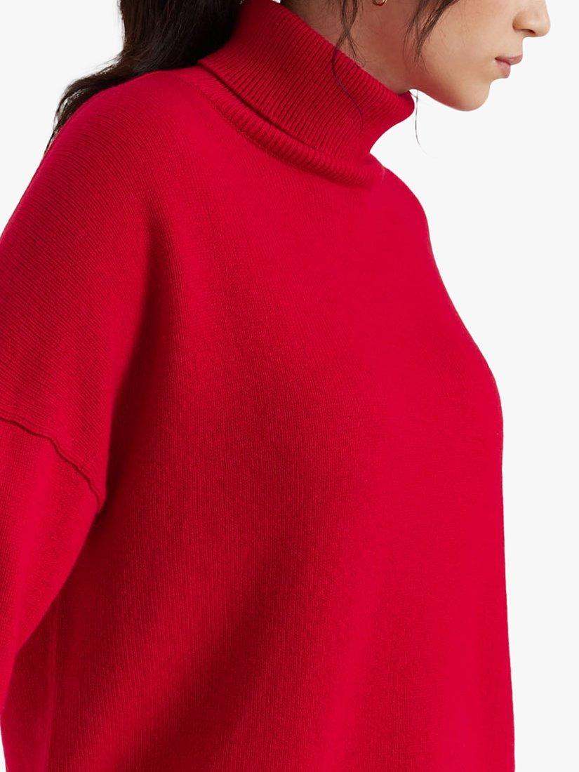 Product image 5 of 5, which shows Chinti & Parker Cashmere Roll-Neck Jumper, Deep Crimson, XS