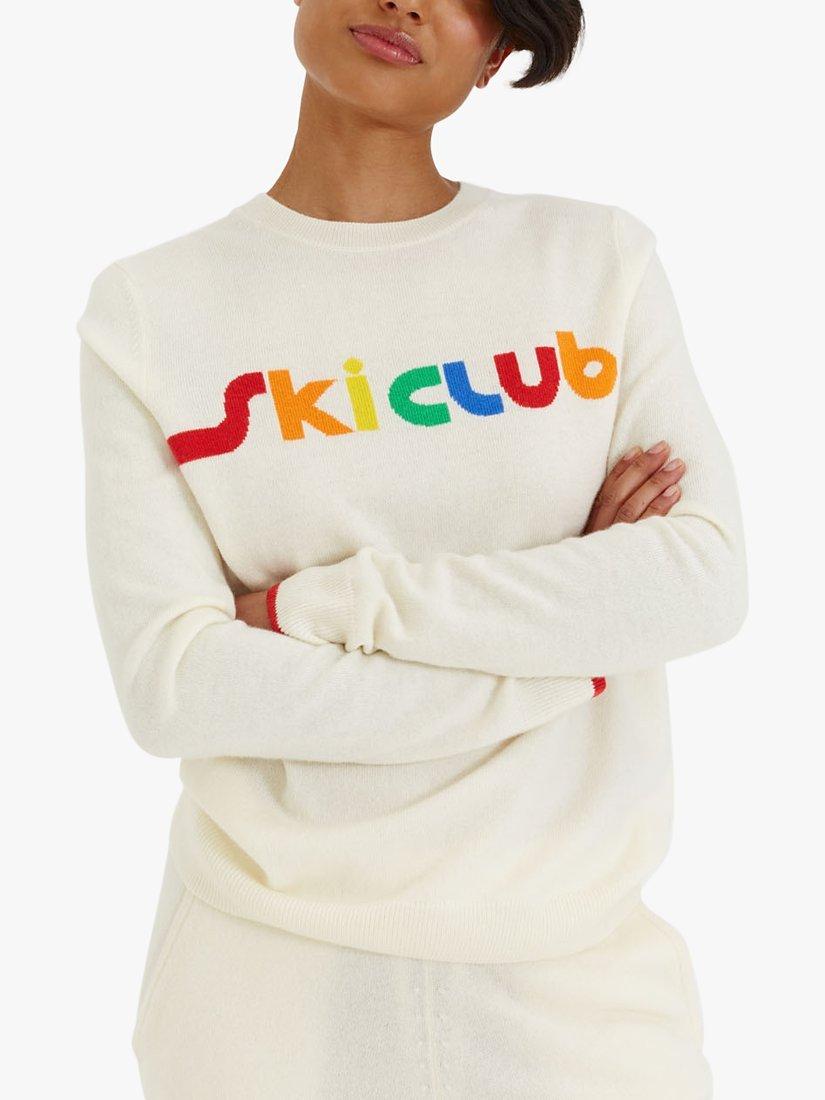 Product image 1 of 3, which shows Chinti & Parker Ski Club Wool and Cashmere Blend Jumper, Cream/Multi, XS