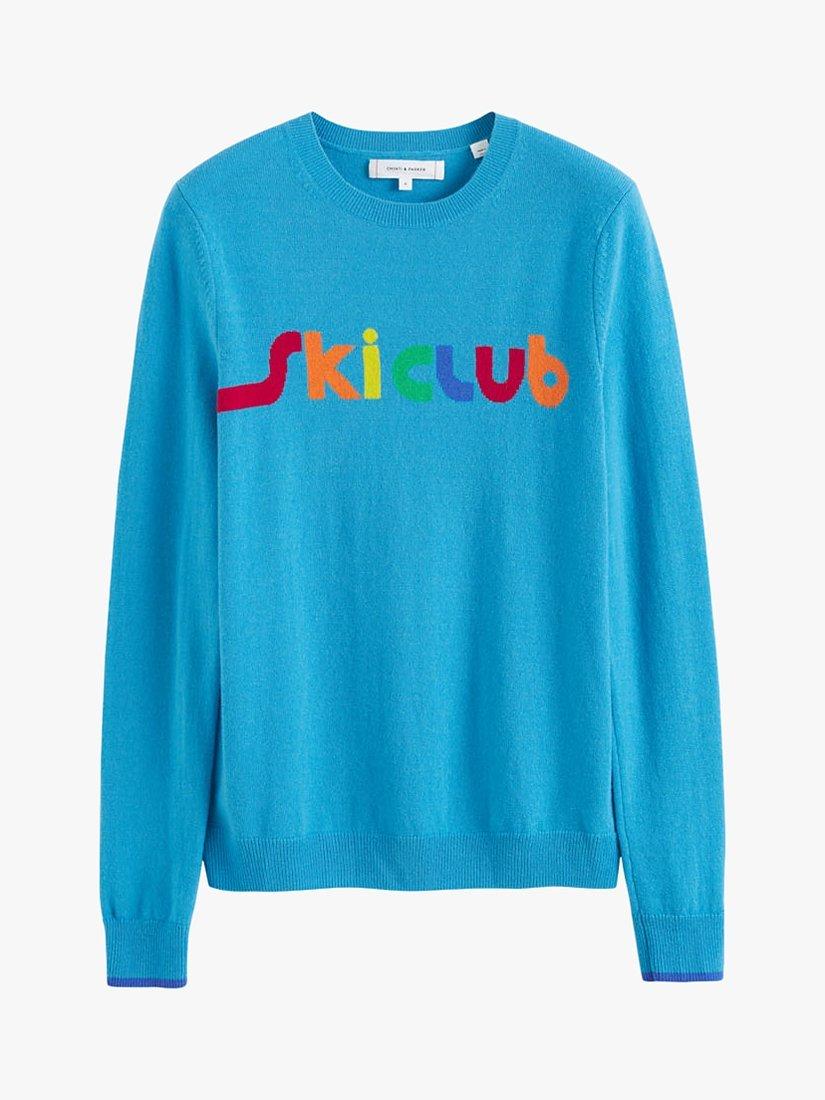 Product image 3 of 4, which shows Chinti & Parker Ski Club Wool and Cashmere Blend Jumper, Blue/Multi, XS