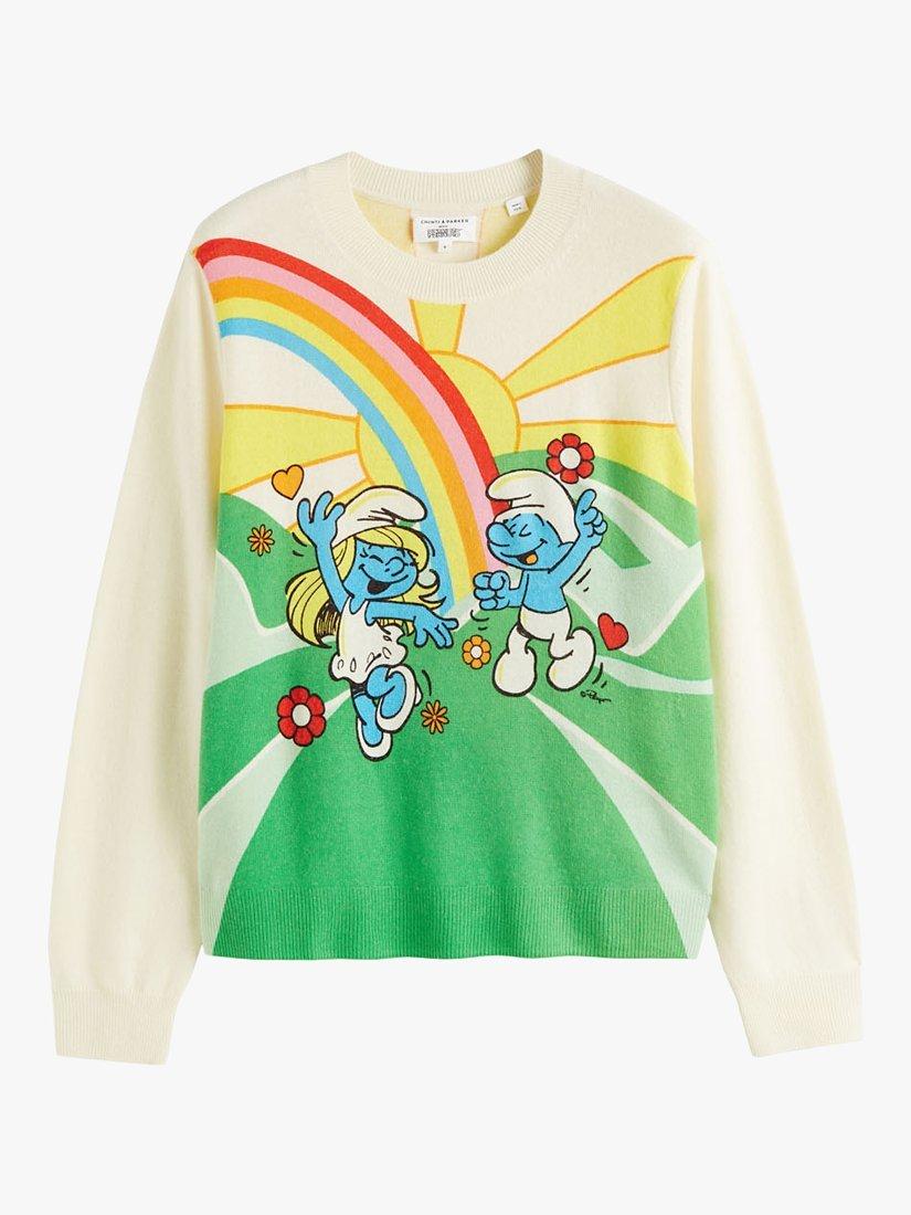 Product image 3 of 3, which shows Chinti & Parker Smurfscape Wool & Cashmere Blend Jumper, Cream/Multi, S