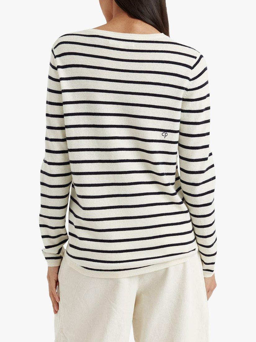 Product image 2 of 4, which shows Chinti & Parker Wool-Cashmere Smurf Breton Heart Jumper, Cream/Multi, XS