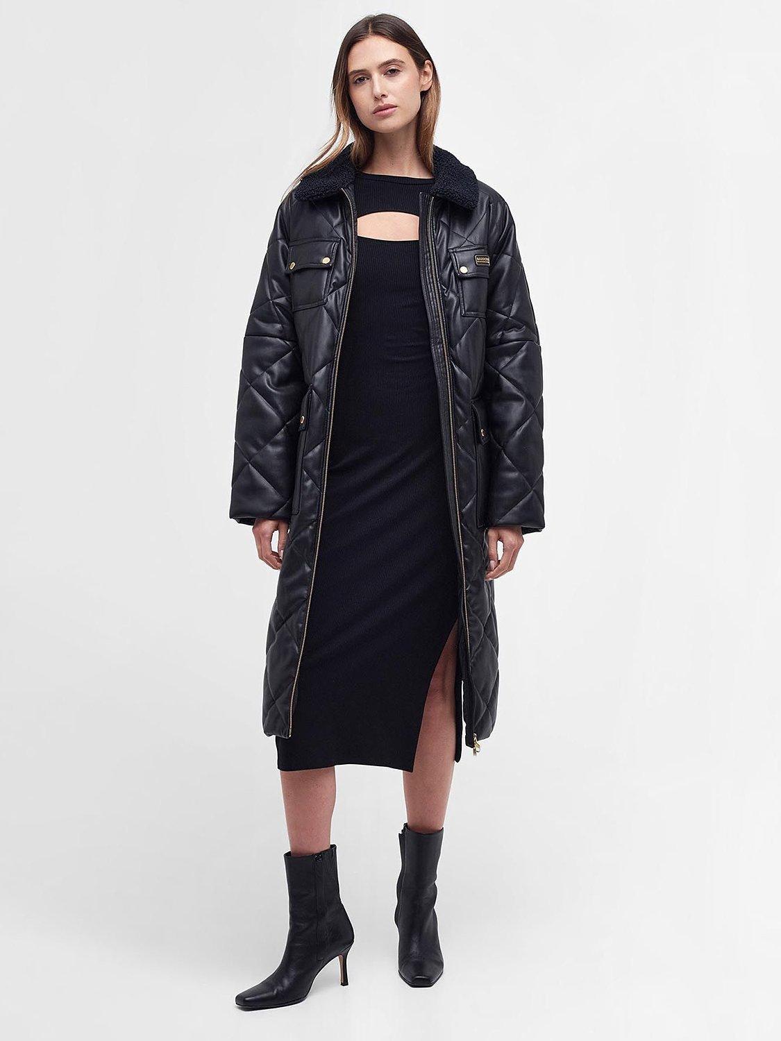 Barbour International Neutron Faux Leather Quilted Jacket, Black