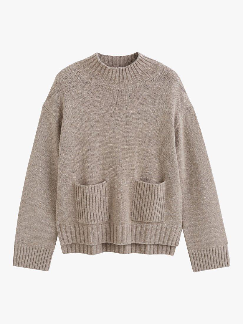 Chinti & Parker Cashmere Patch Pocket Jumper, Soft Truffle, XS