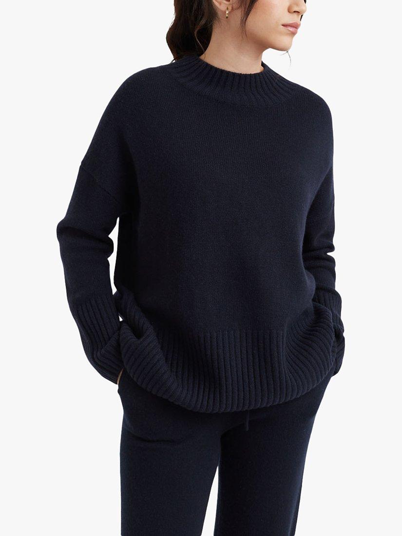 Product image 1 of 4, which shows Chinti & Parker Cashmere Comfort Jumper, Navy, XS