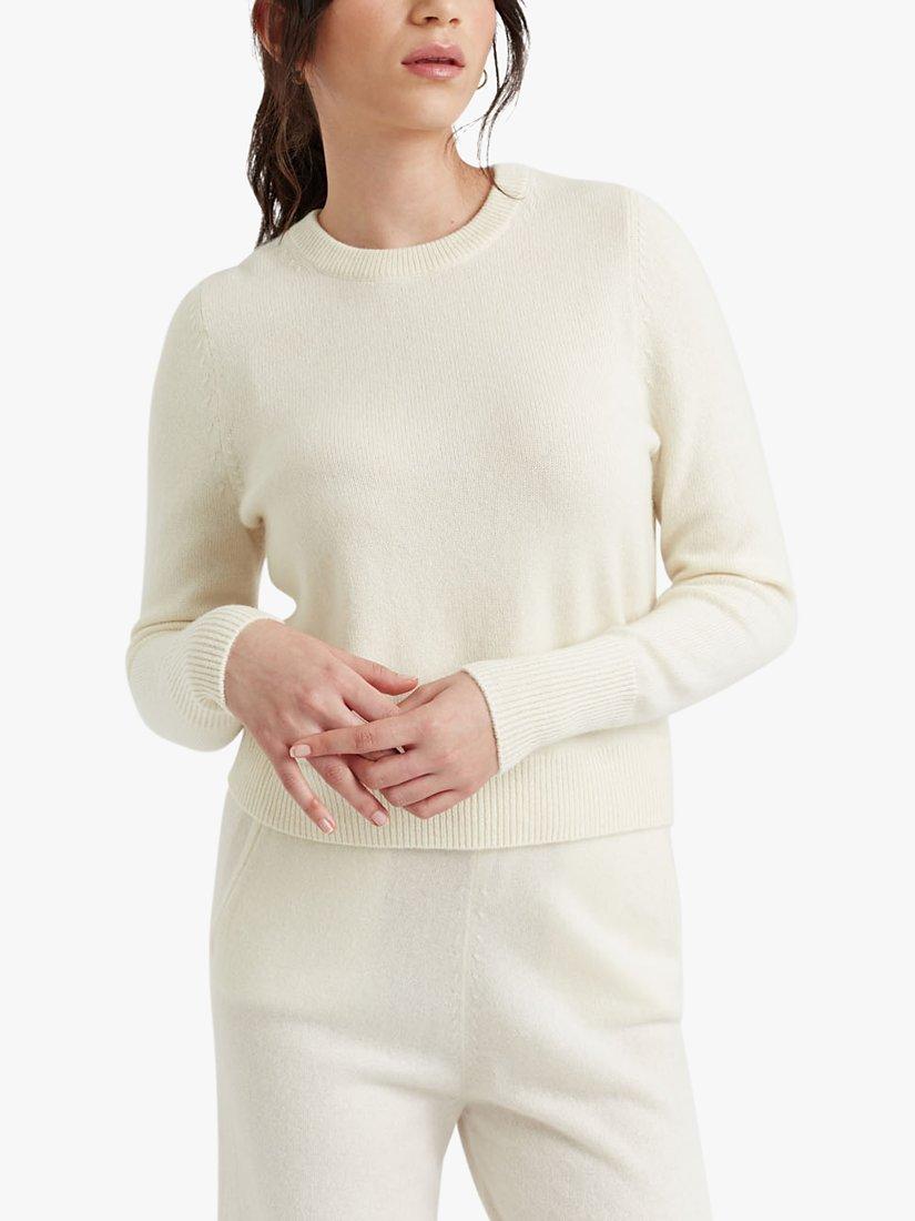 Product image 1 of 5, which shows Chinti & Parker Cashmere Cropped Jumper, Cream, XS