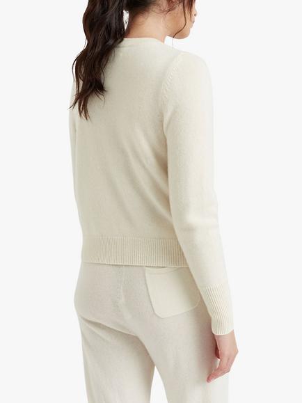 Chinti & Parker Cashmere Cropped Jumper, Cream - view 2, Cream