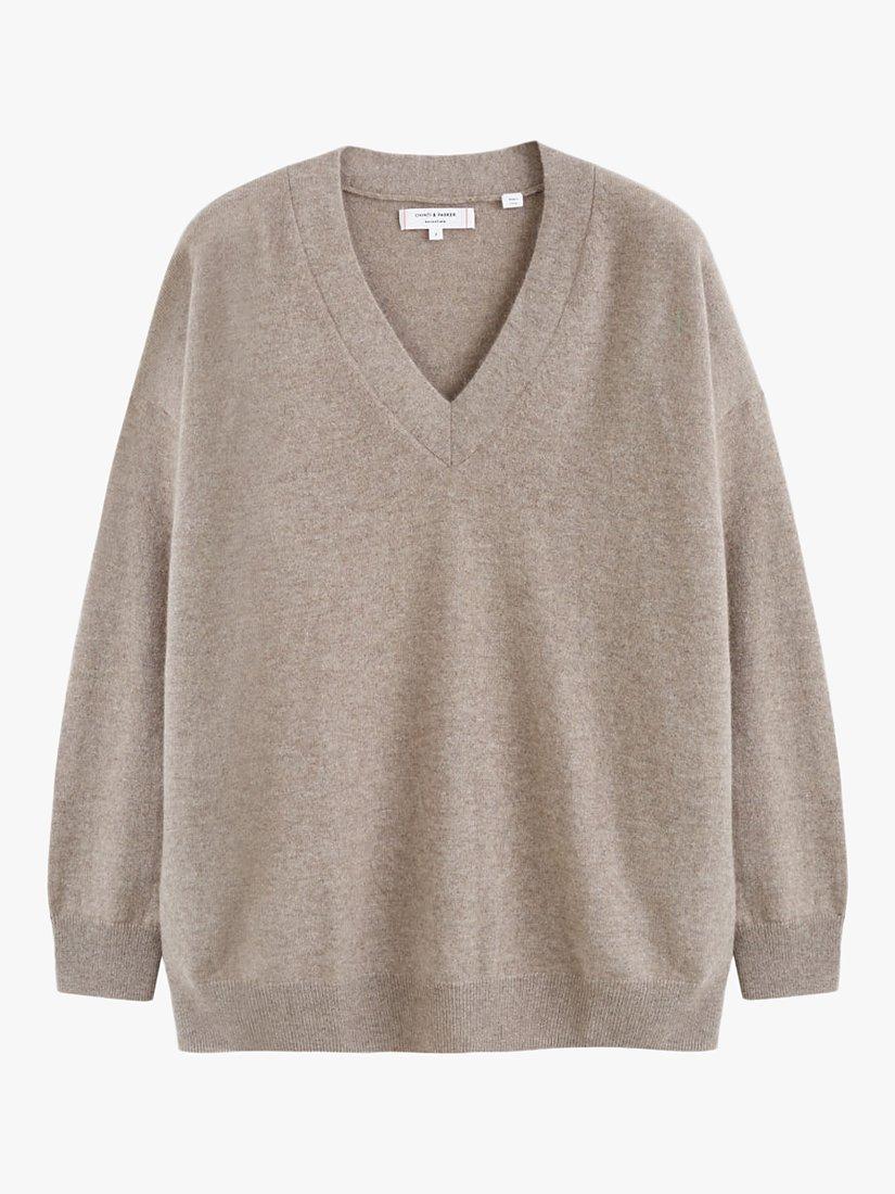Product image 3 of 3, which shows Chinti & Parker Cashmere V-Neck Jumper, Soft Truffle, XS