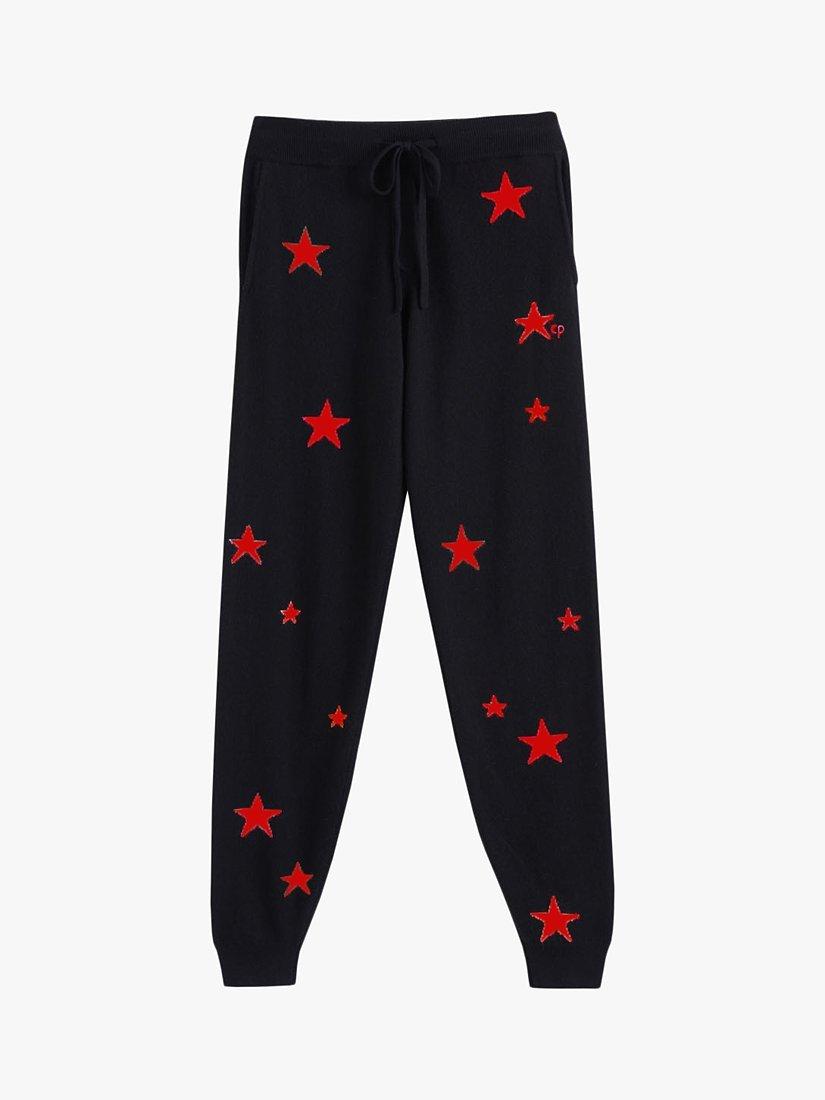 Product image 2 of 2, which shows Chinti & Parker Wool and Cashmere Blend Star Joggers, Navy/High Risk Red, XS