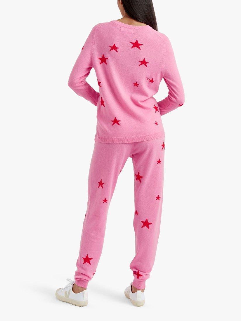 Product image 2 of 3, which shows Chinti & Parker Wool and Cashmere Blend Star Joggers, Flamingo Pink/Poppy, XS