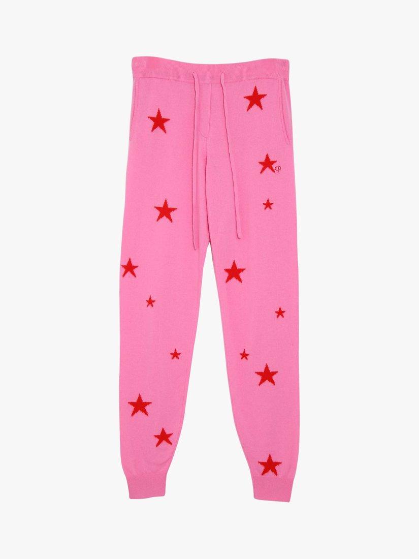 Product image 3 of 3, which shows Chinti & Parker Wool and Cashmere Blend Star Joggers, Flamingo Pink/Poppy, XS