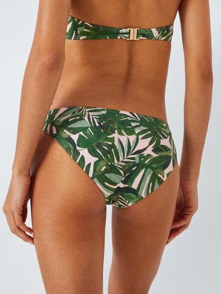 John Lewis Tropic Palm Print Bikini Bottoms, Khaki - view 2, Khaki