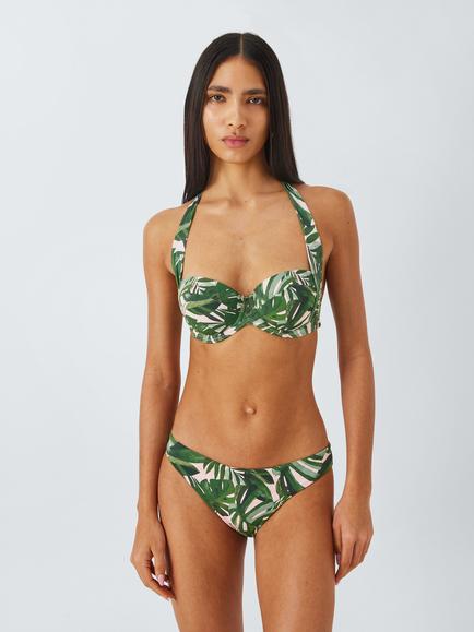 John Lewis Tropic Palm Print Bikini Bottoms, Khaki, Khaki
