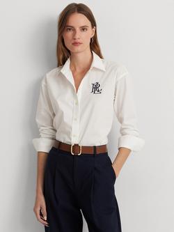 Lauren Ralph Lauren Kotto Embroidered Logo Shirt, White, White